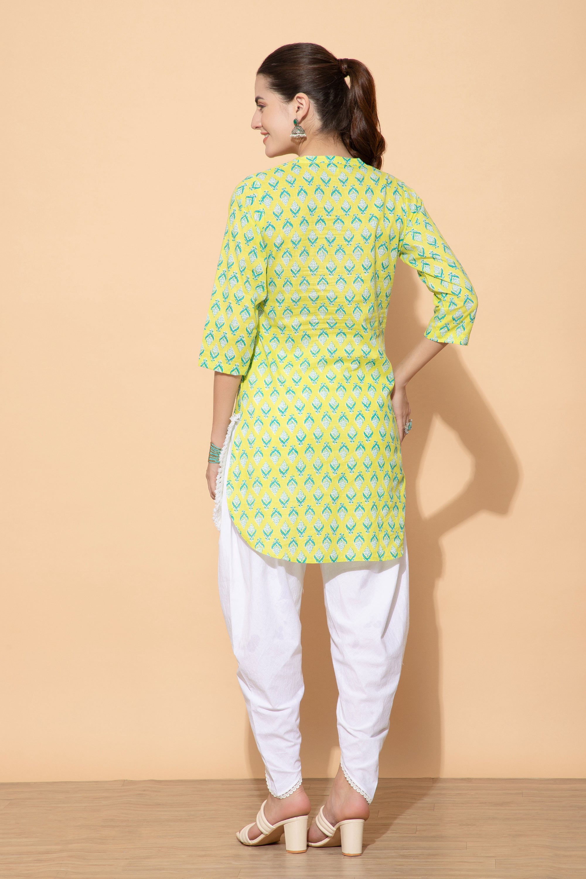 Georgia Neon Green Cotton Coord set For Women