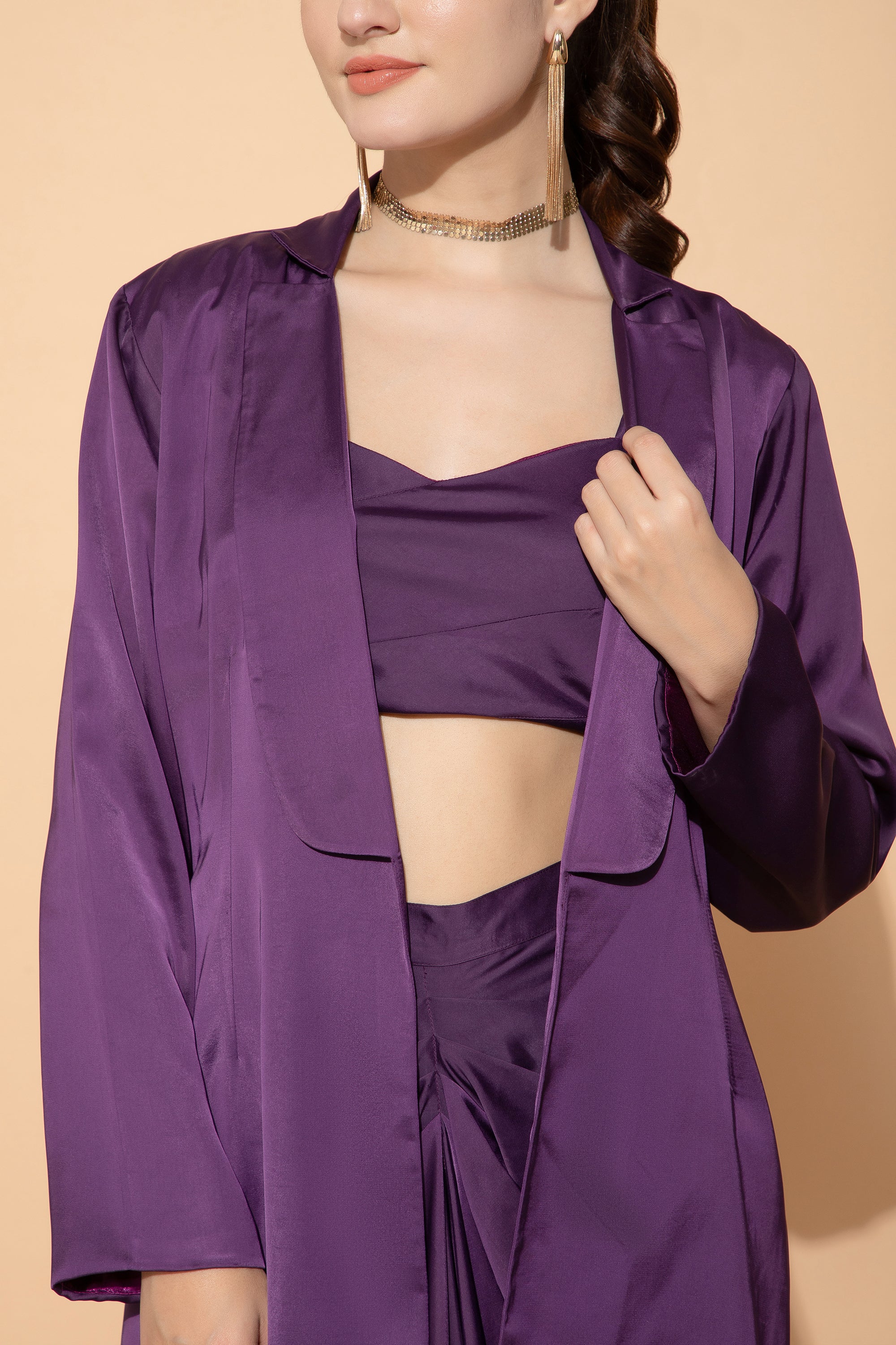 Penelope Royal Amethyst Blazer With Top & Skirt Coord For Women