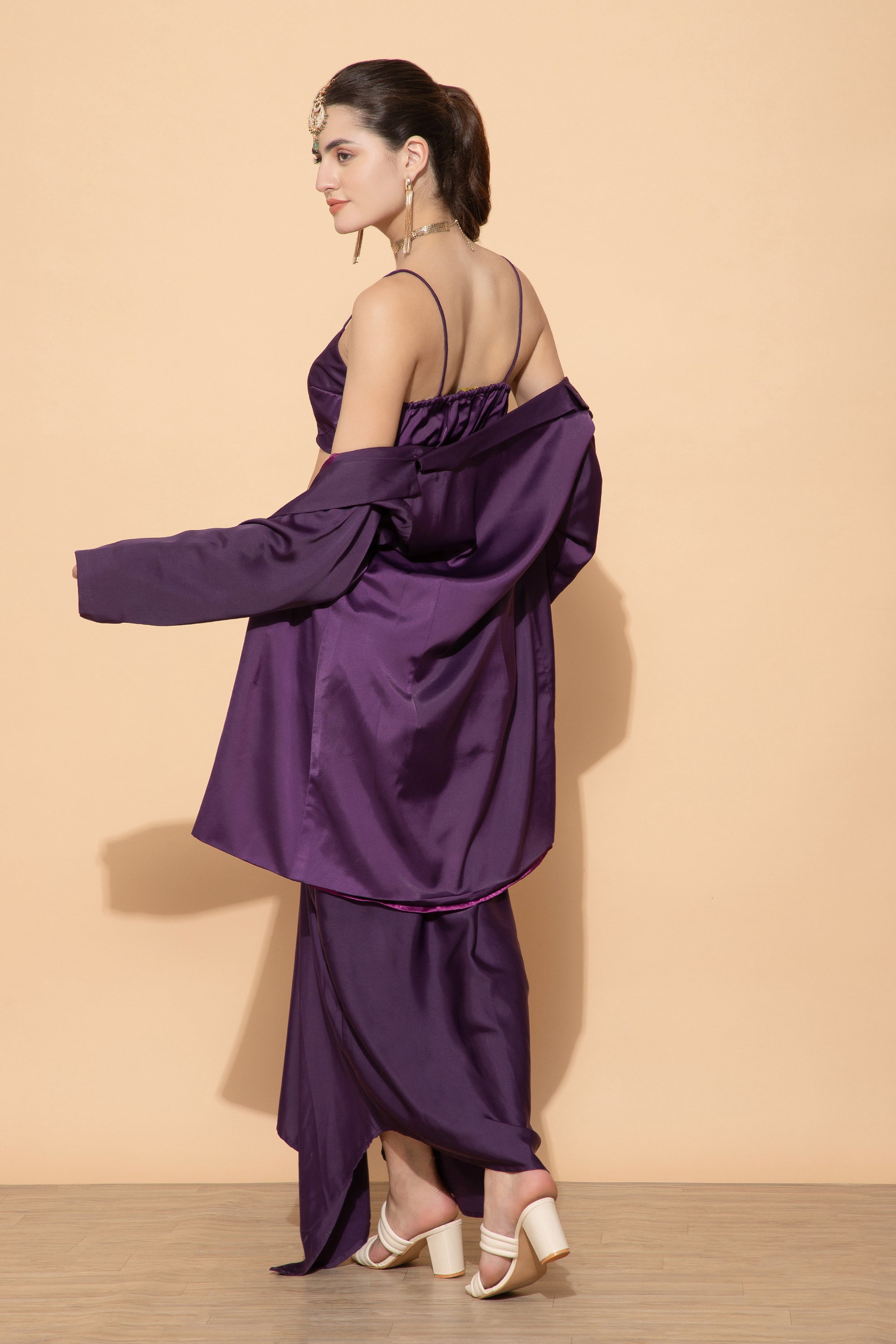 Penelope Royal Amethyst Blazer With Top & Skirt Coord For Women