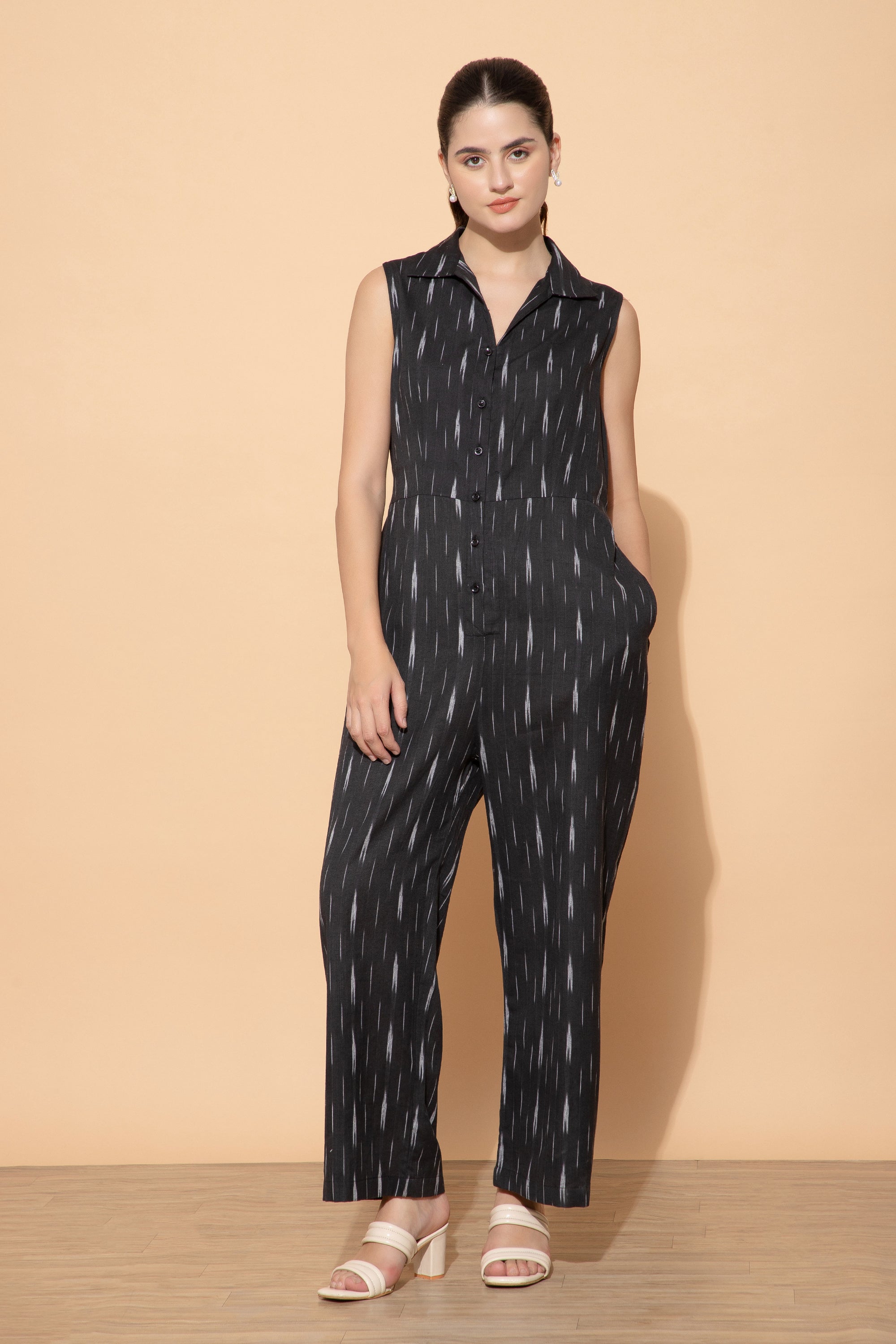 Sofia Black Printed Sleeveless Coord Set For Women