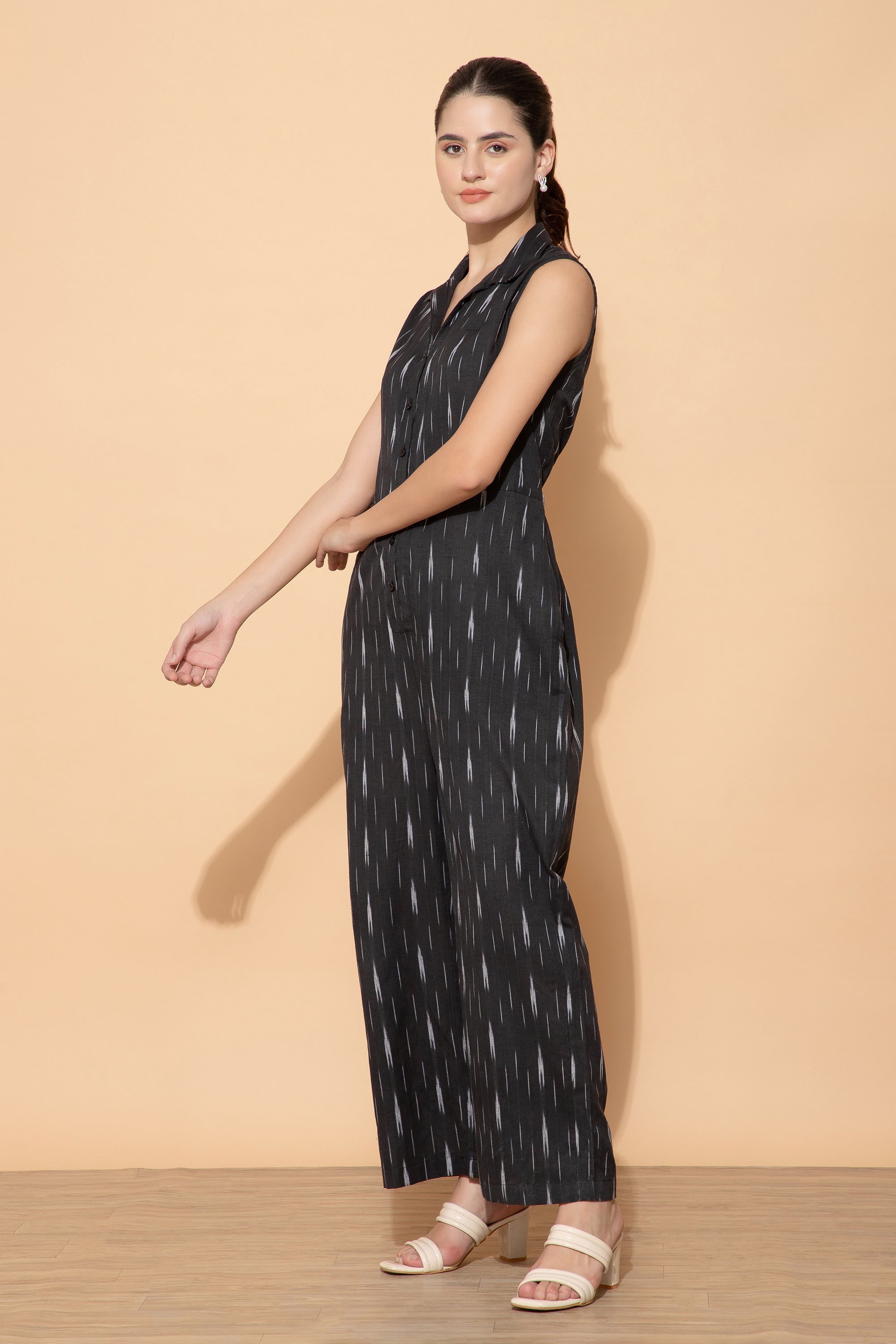 Sofia Black Printed Sleeveless Coord Set For Women