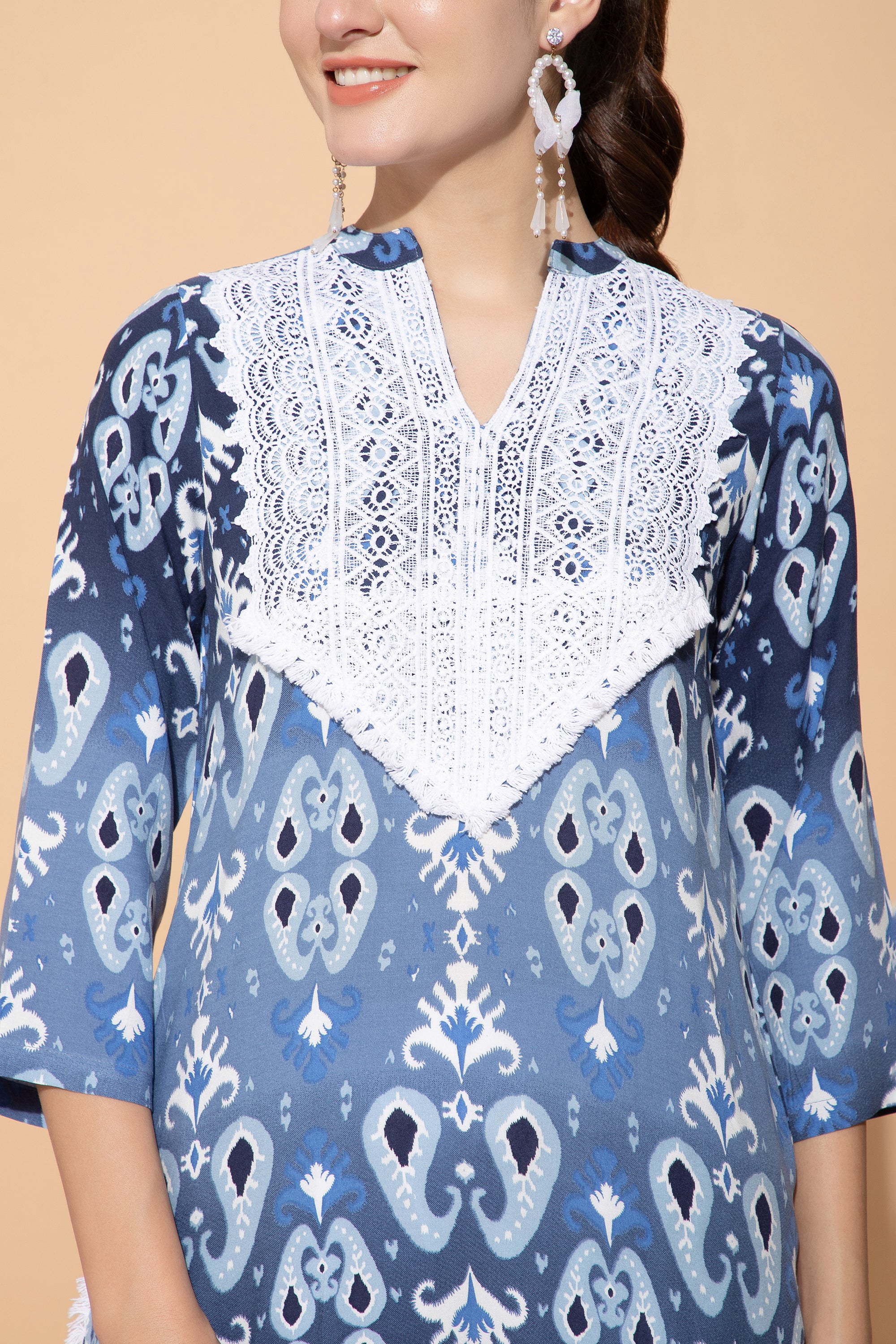 Anastasia Printed Blue Cotton Coord set For Women