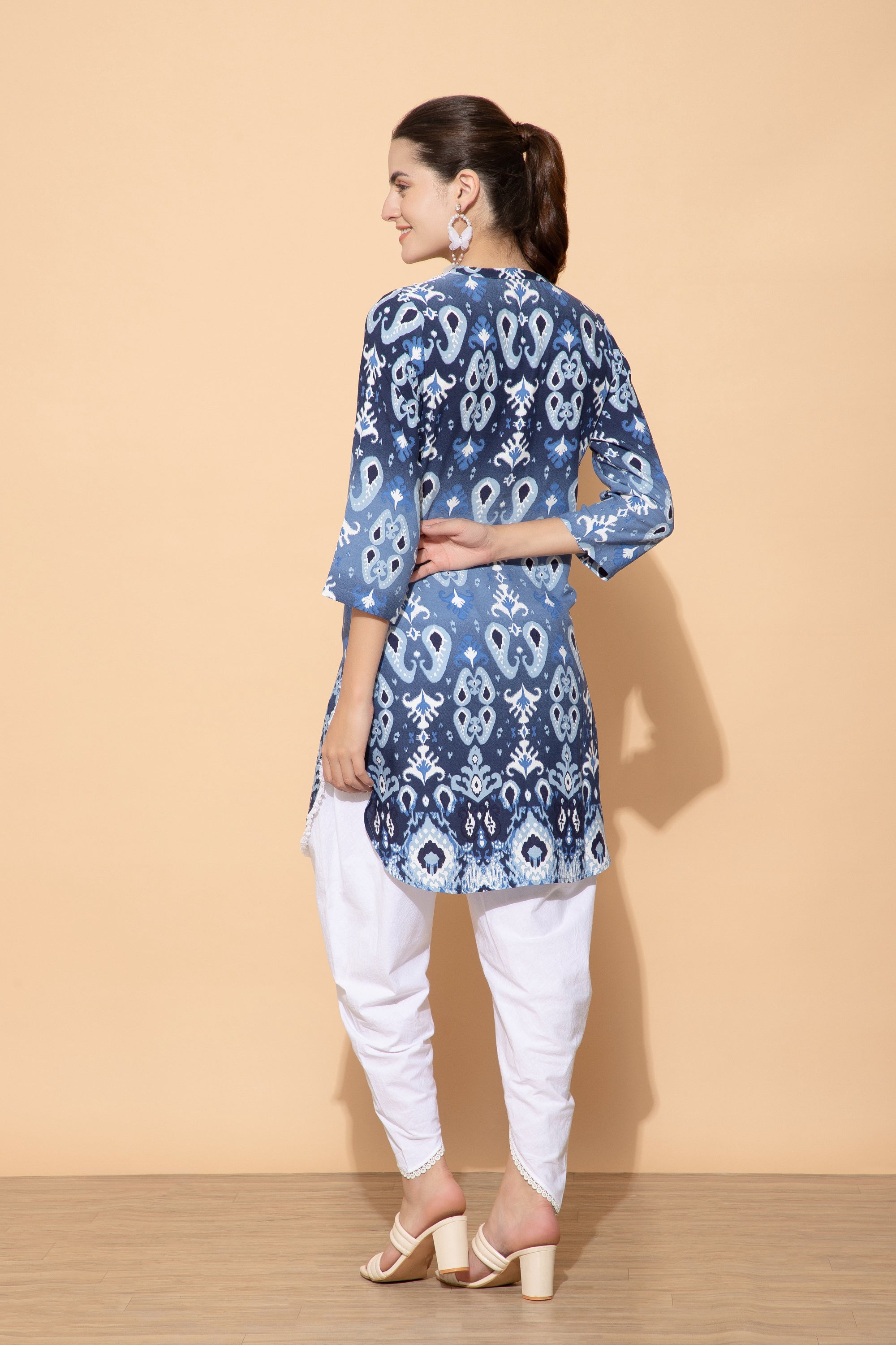 Anastasia Printed Blue Cotton Coord set For Women