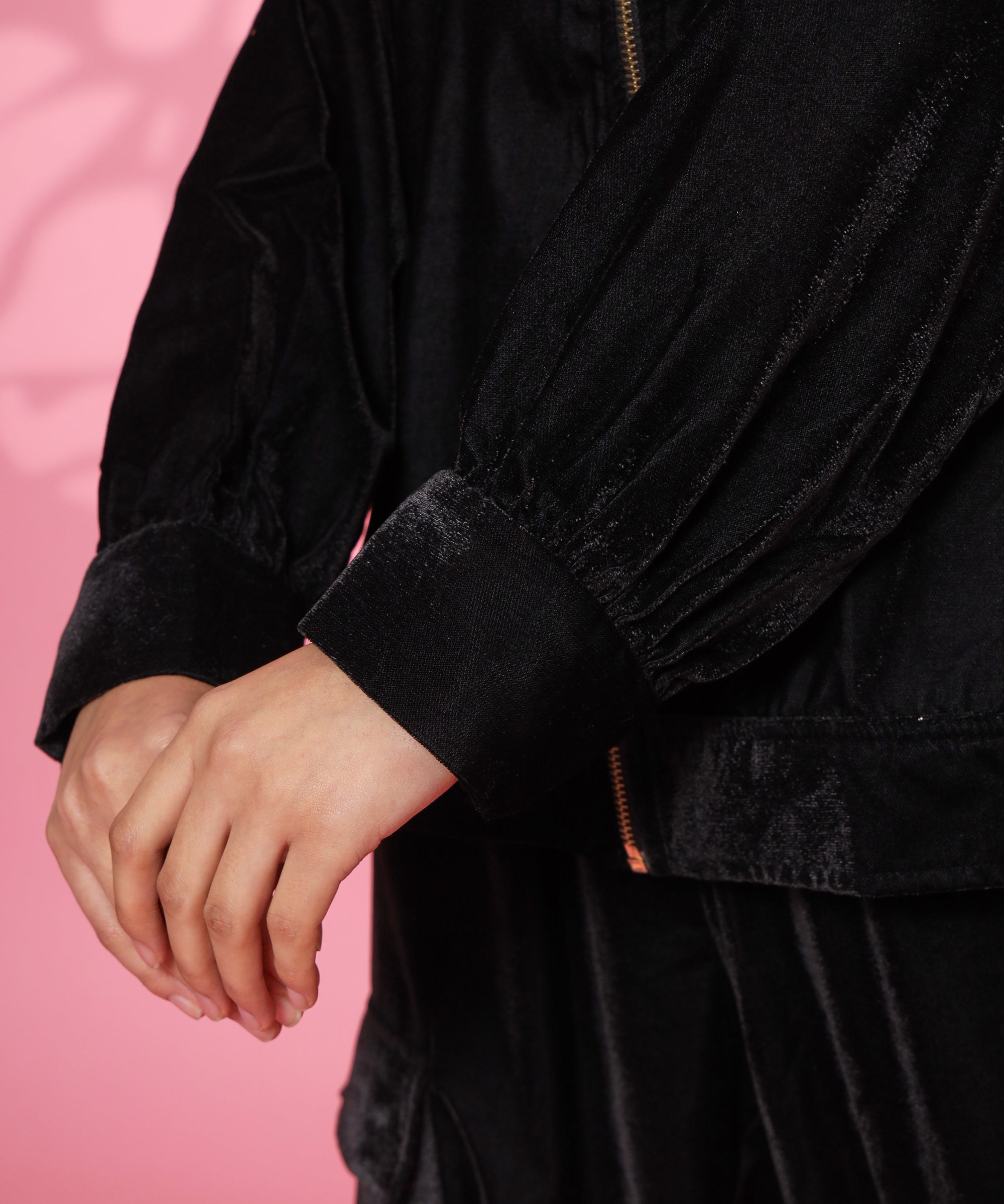 PEACE BLACK VELVET COORD SET FOR WOMEN