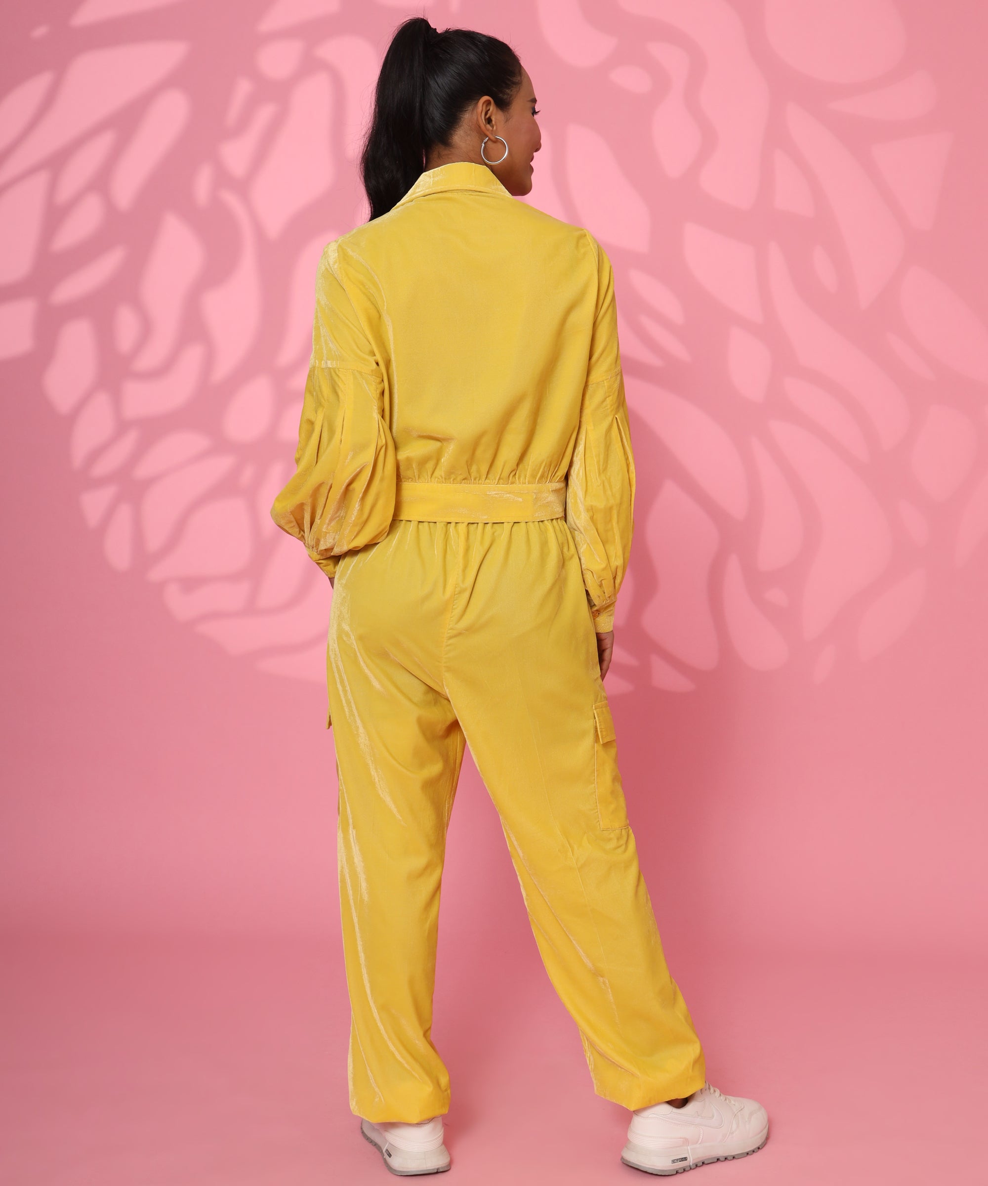 YELLOW VELVET JACKET JOGGER CO-ORD SET