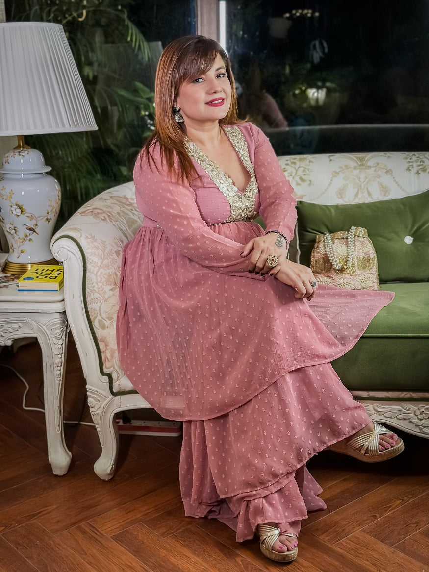 Royal Beauty Mauve Sharara Set