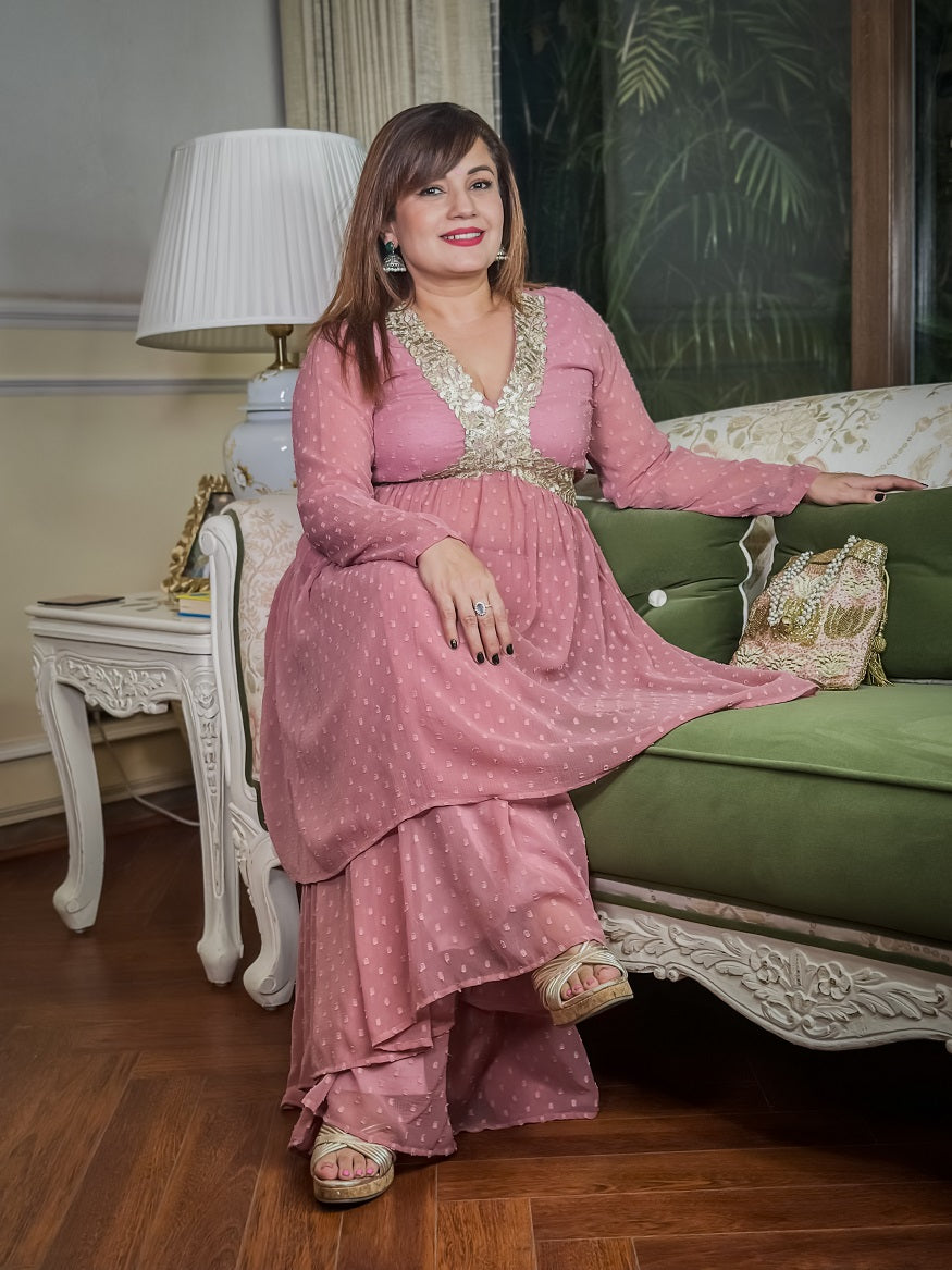 Royal Beauty Mauve Sharara Set