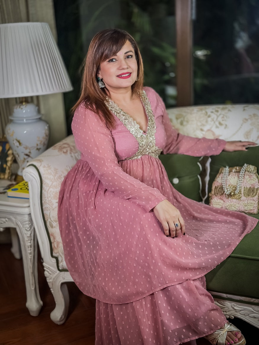 Royal Beauty Mauve Sharara Set