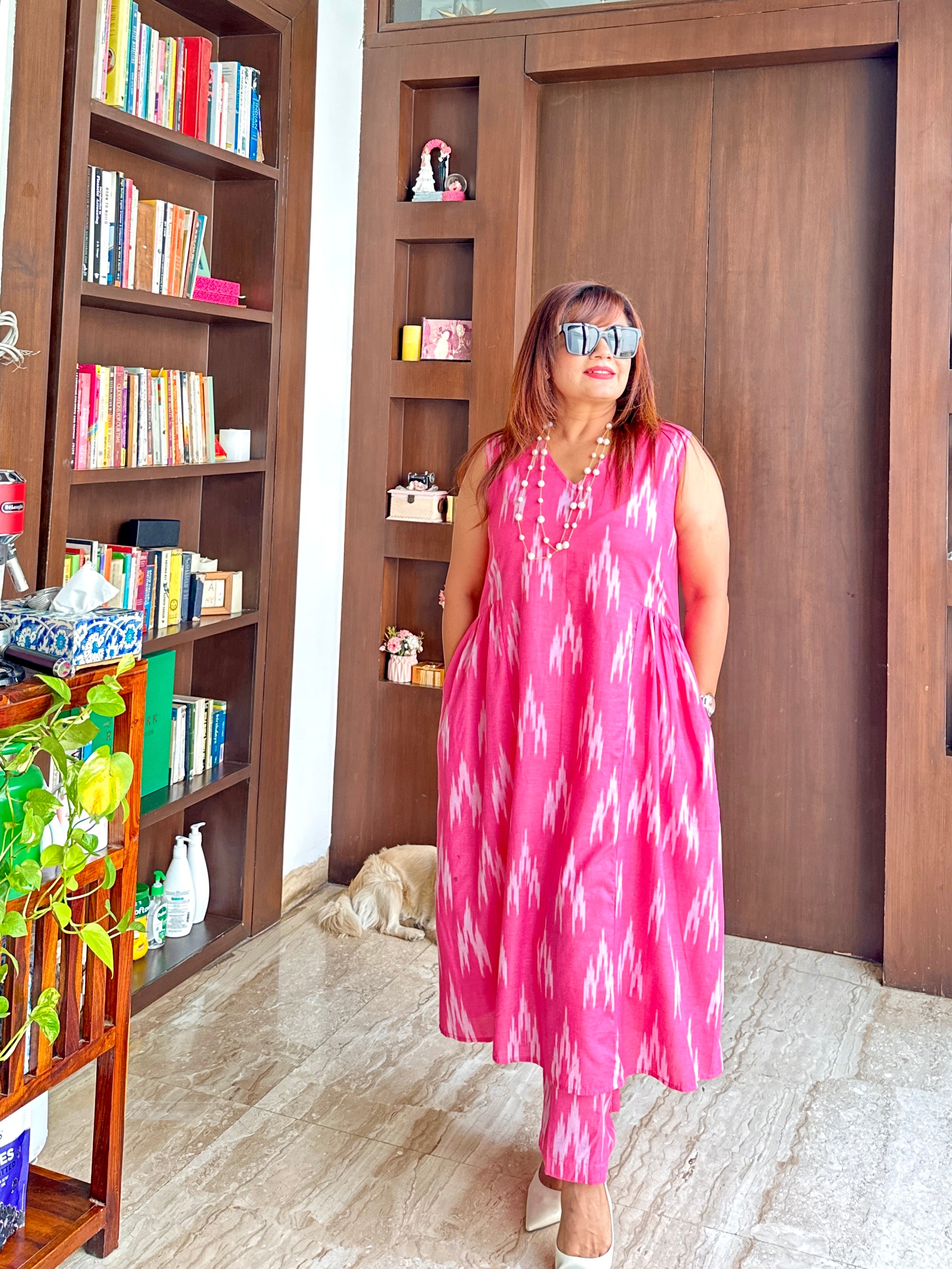 Nova Pink Printed Sleeveless Coord Set For Women