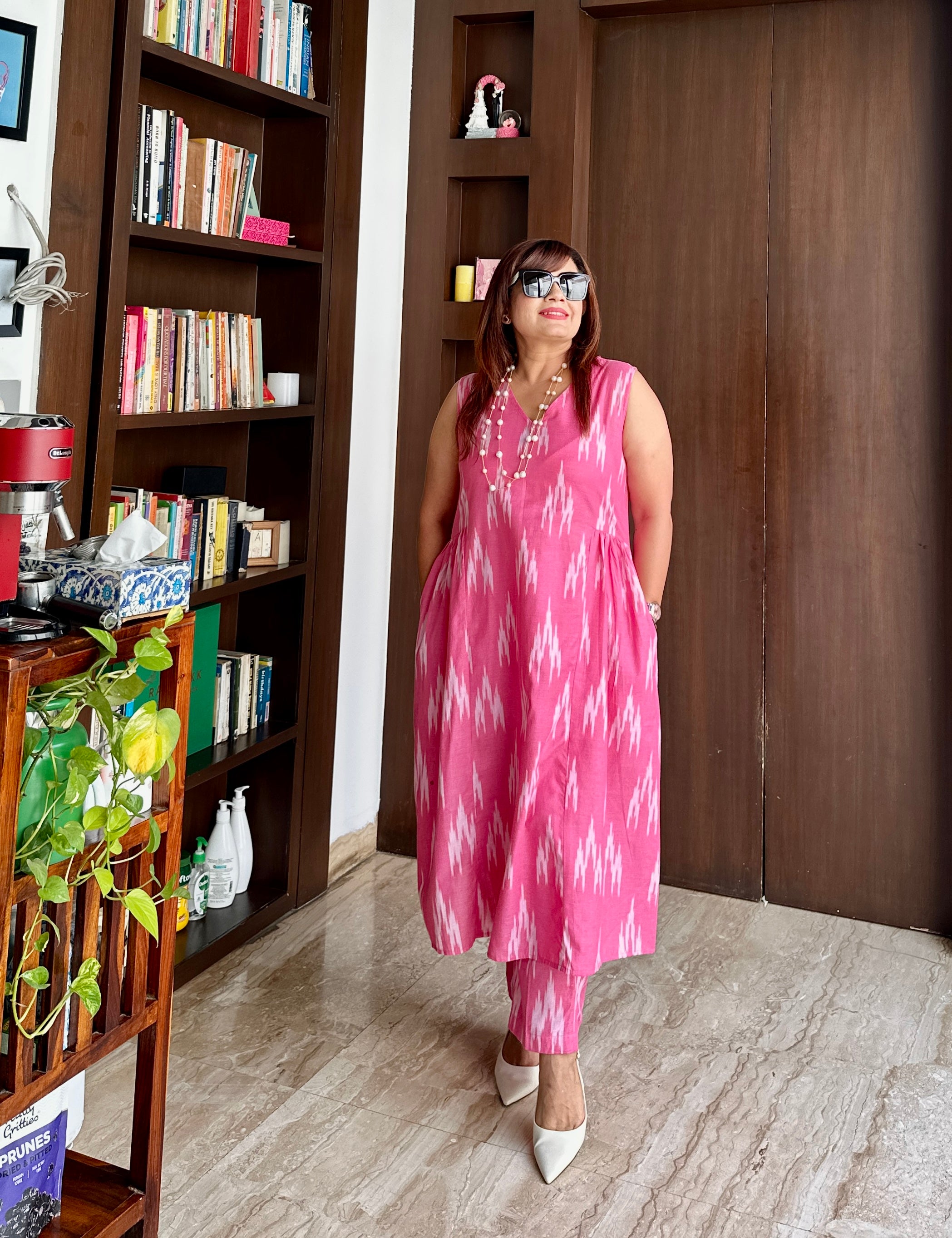 Nova Pink Printed Sleeveless Coord Set For Women