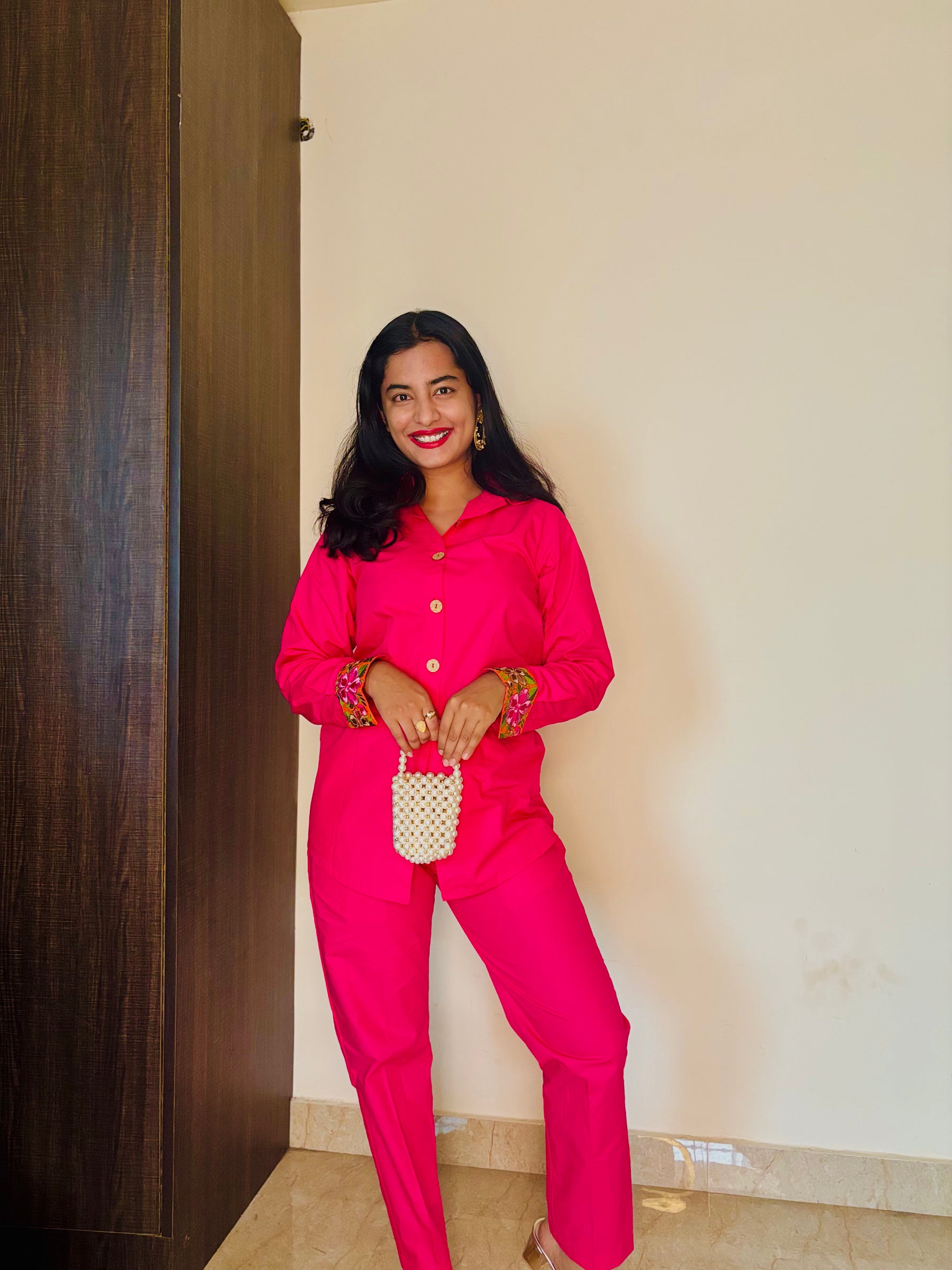 BHAVYA PANDEY PINK EMBROIDERED COORD SET
