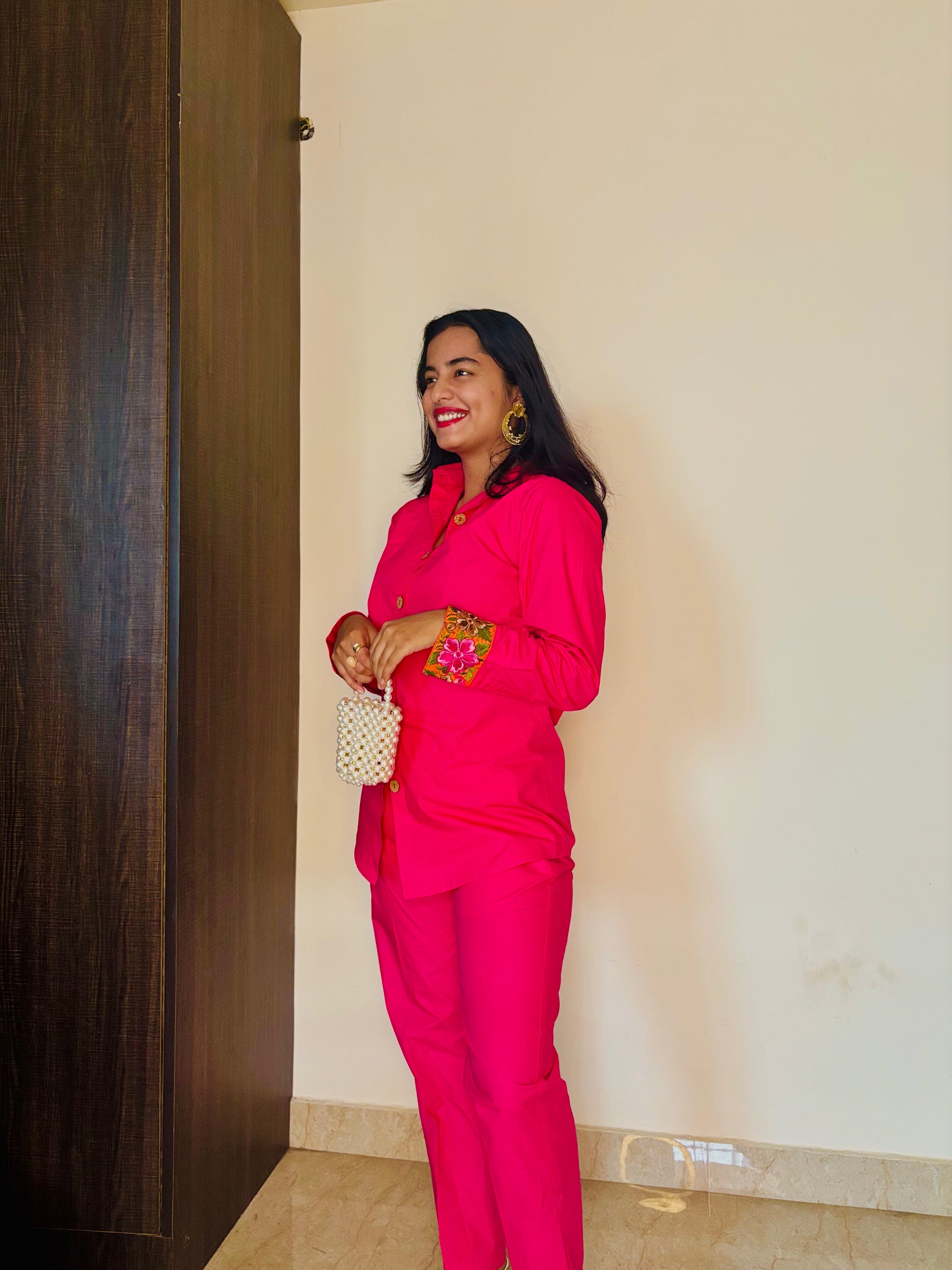 BHAVYA PANDEY PINK EMBROIDERED COORD SET