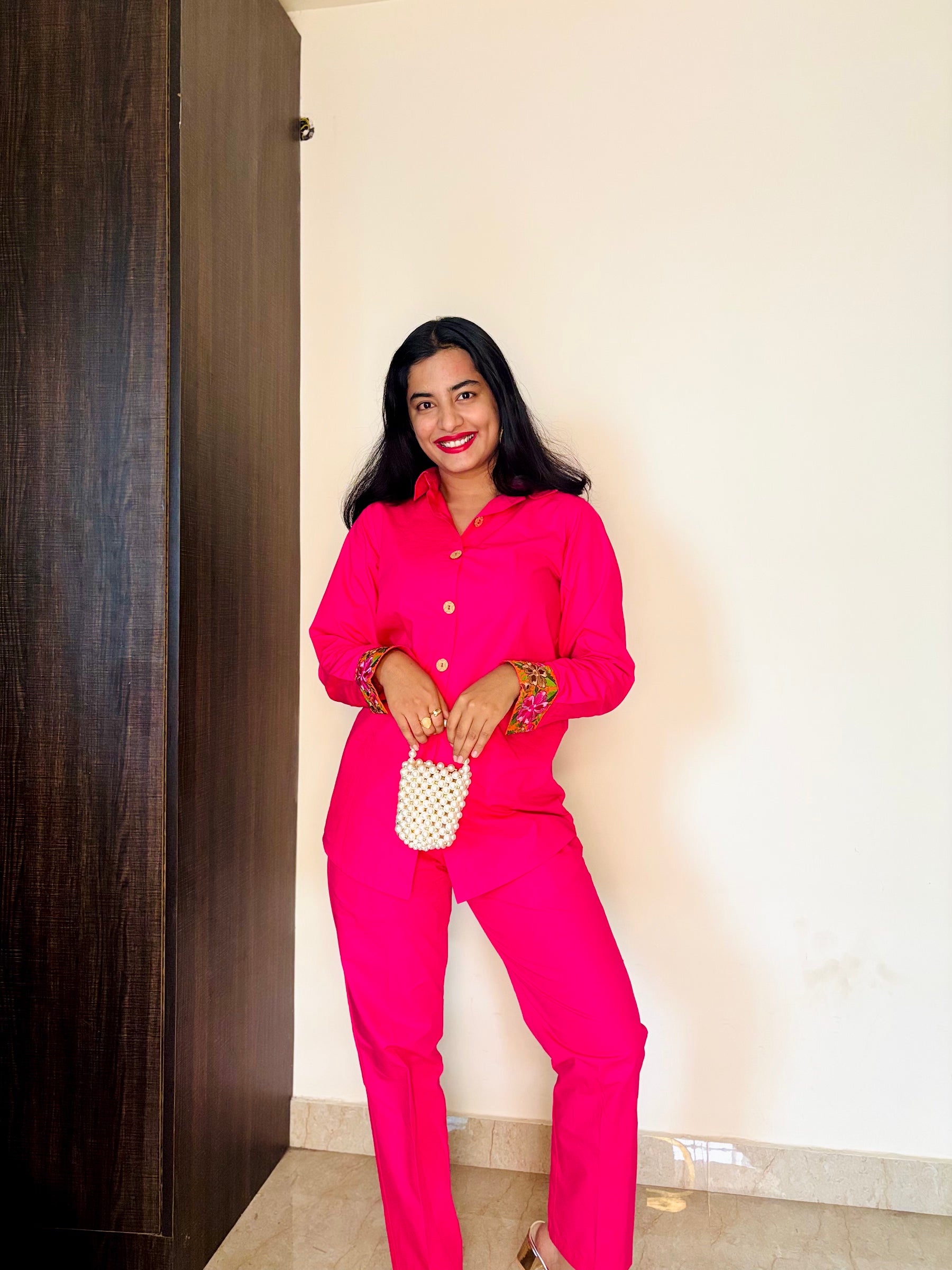 BHAVYA PANDEY PINK EMBROIDERED COORD SET