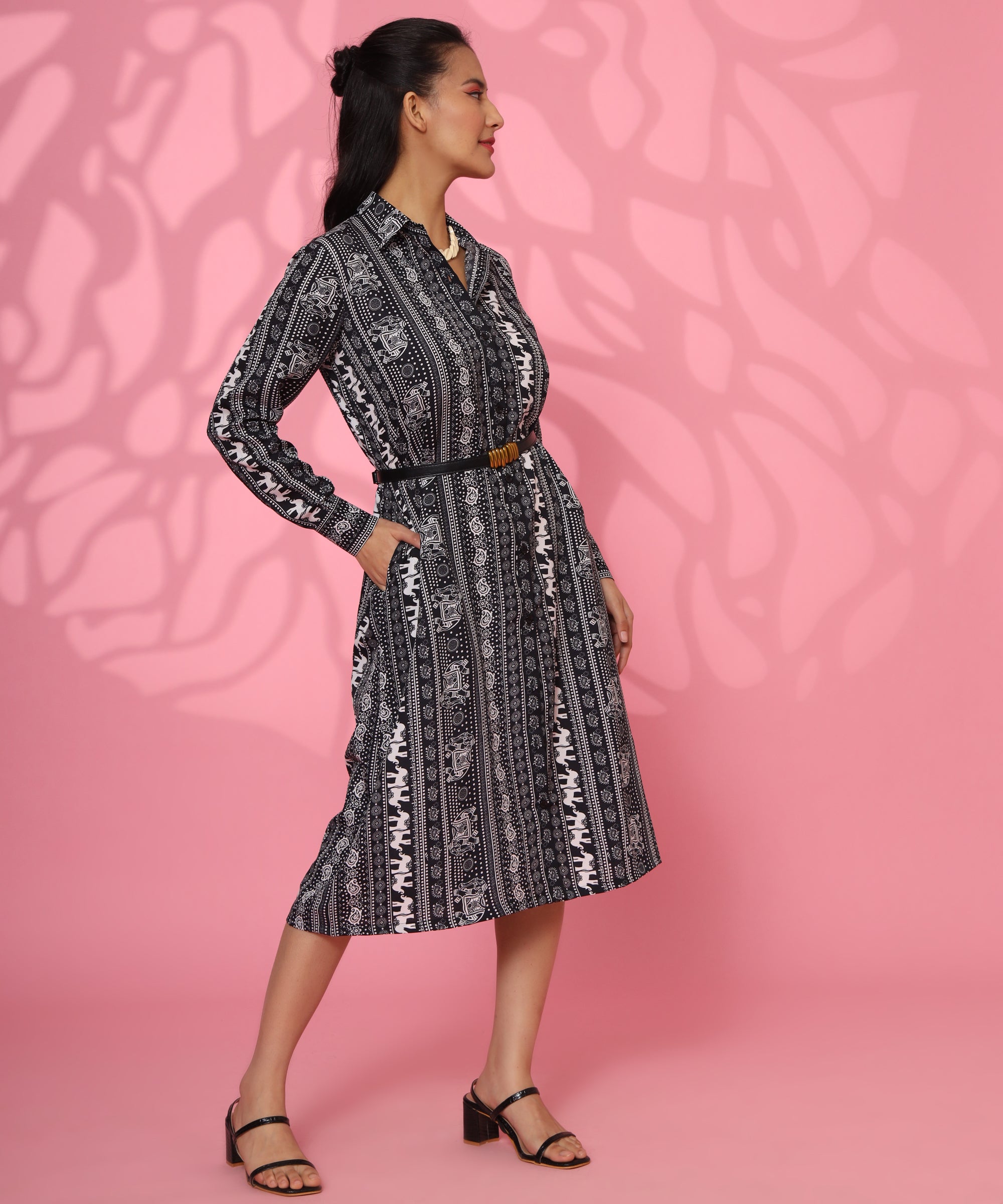 I AM RESILIENT PRINTED CREPE KNEE-LENGTH DRESS FOR WOMEN