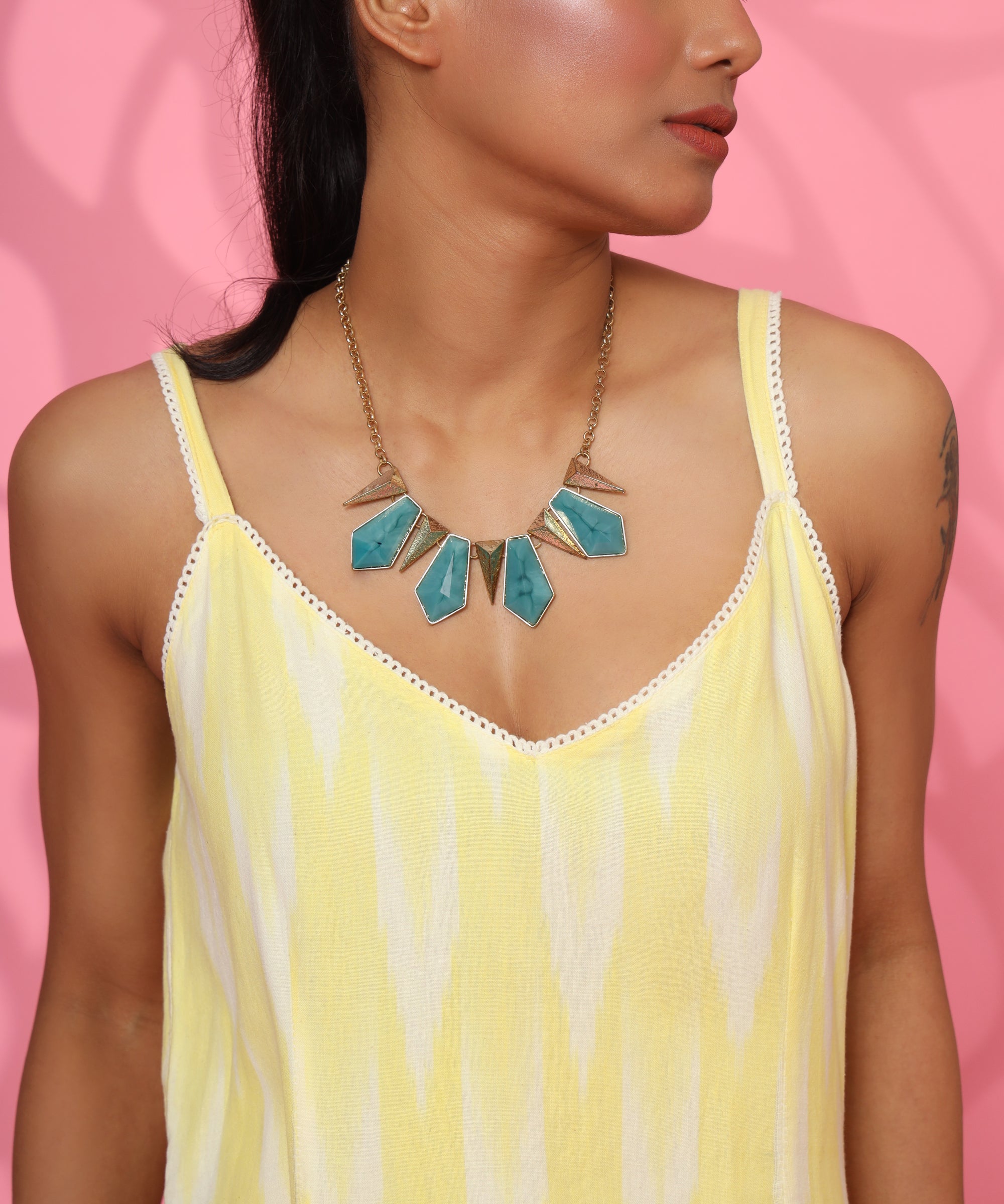 Lemon Ikat A-Line Dress for Women