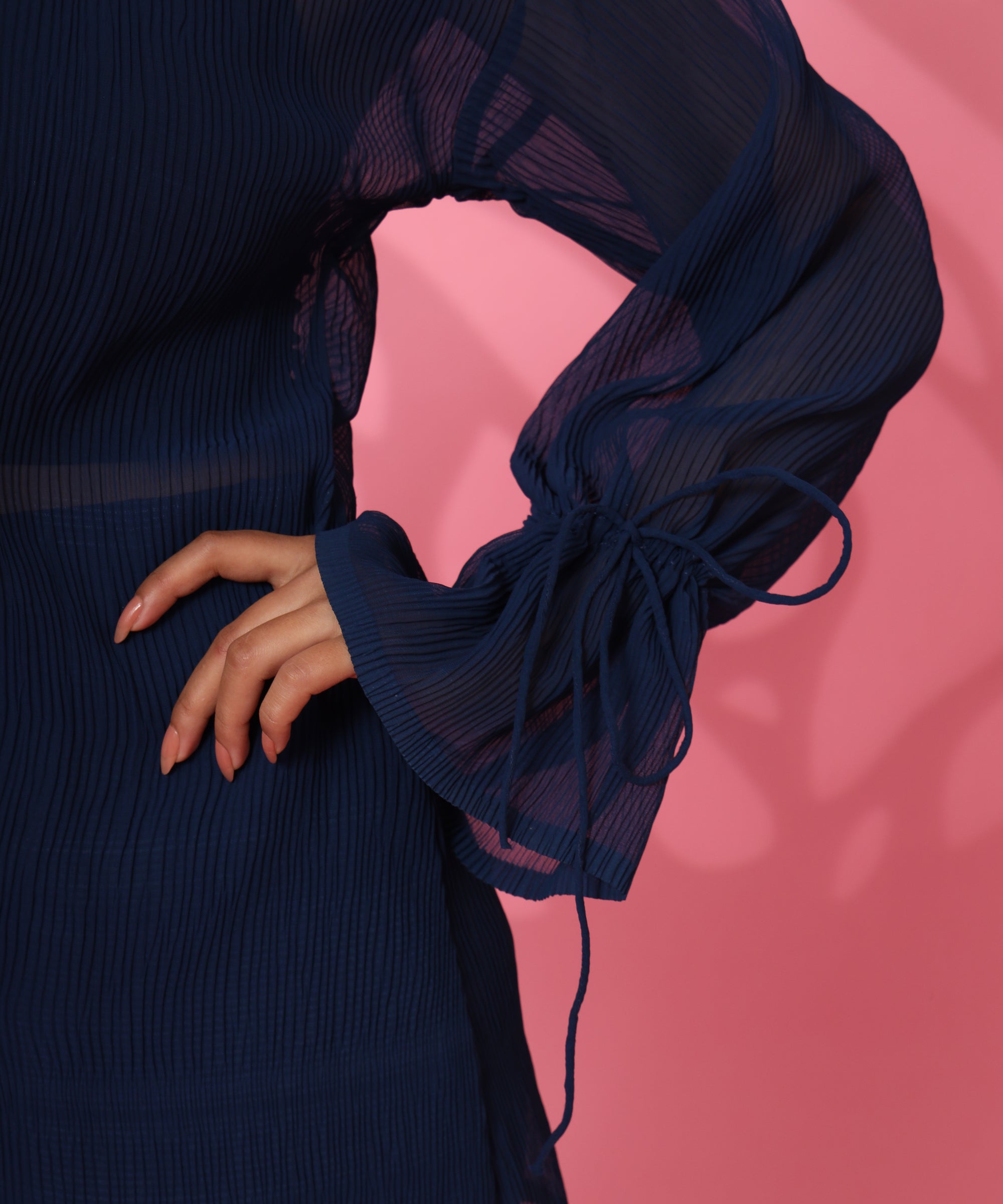 NAVY BLUE PLEATED COORD-SET FOR WOMEN