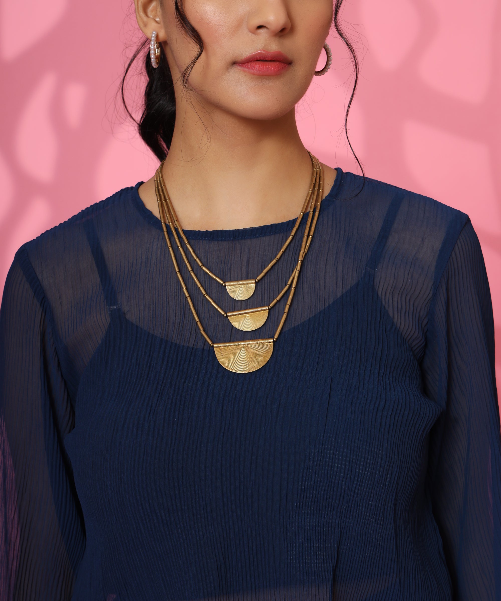 I AM POSITIVE NAVY BLUE GEORGETTE COORD-SET