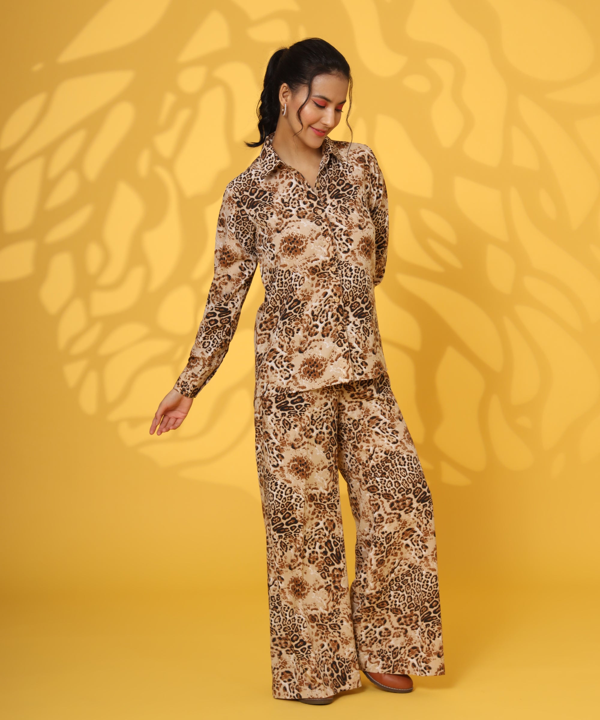 BEIGE PRINTED COORD SET FOR WOMEN