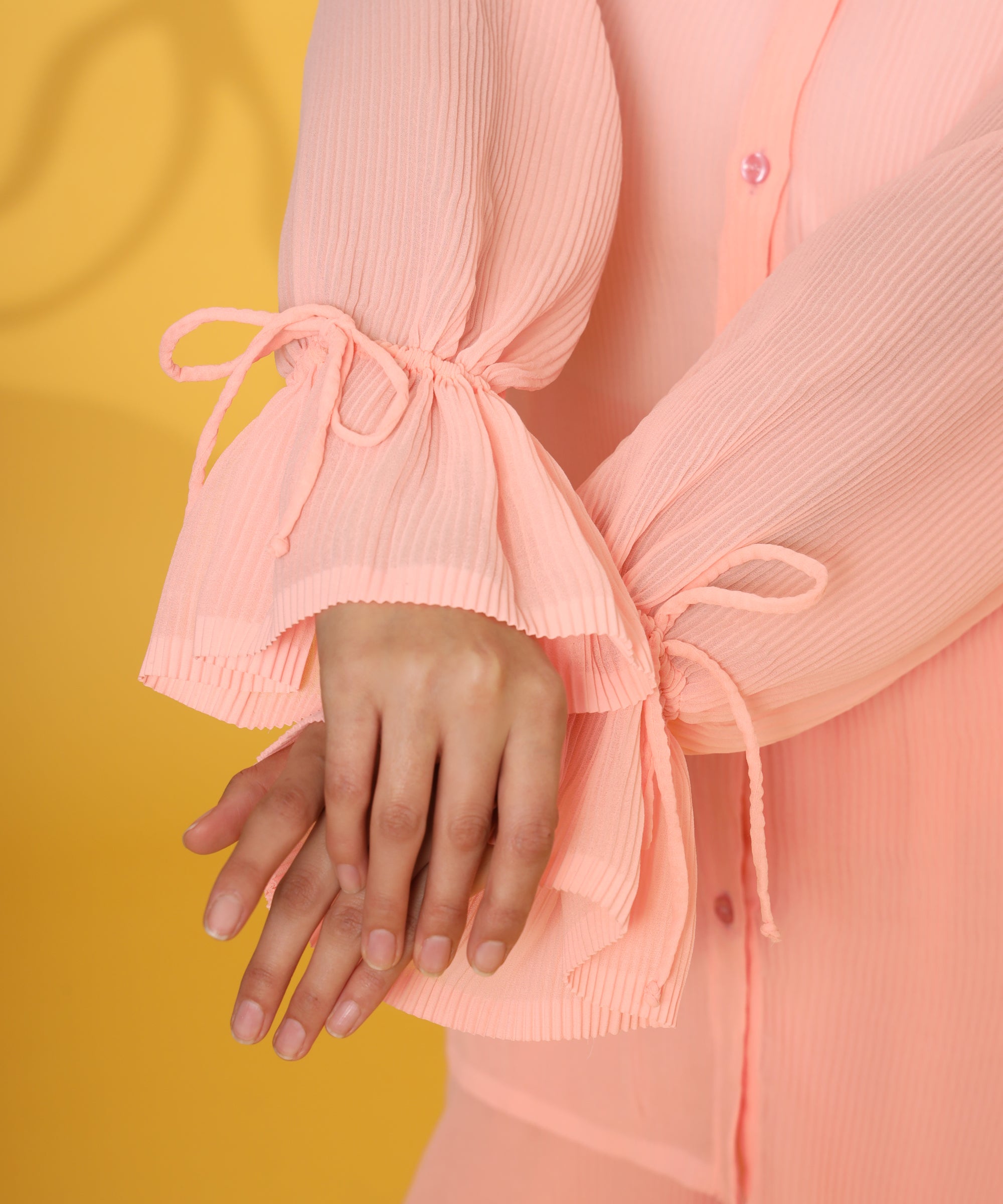 PINK PLEATED COORD SET FOR WOMEN