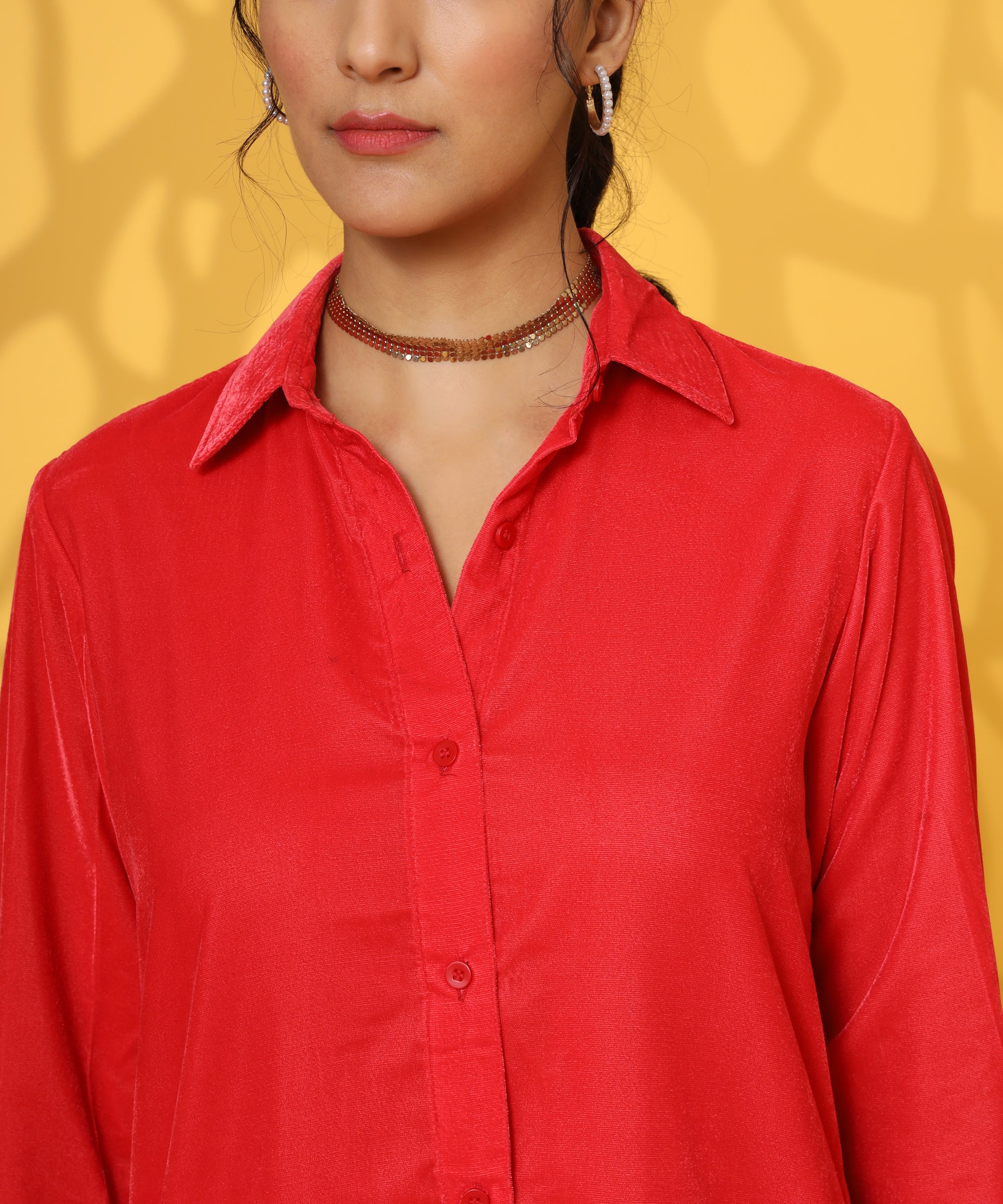 RED VELVET FULL SLEEVE COORD SET FOR WOMEN