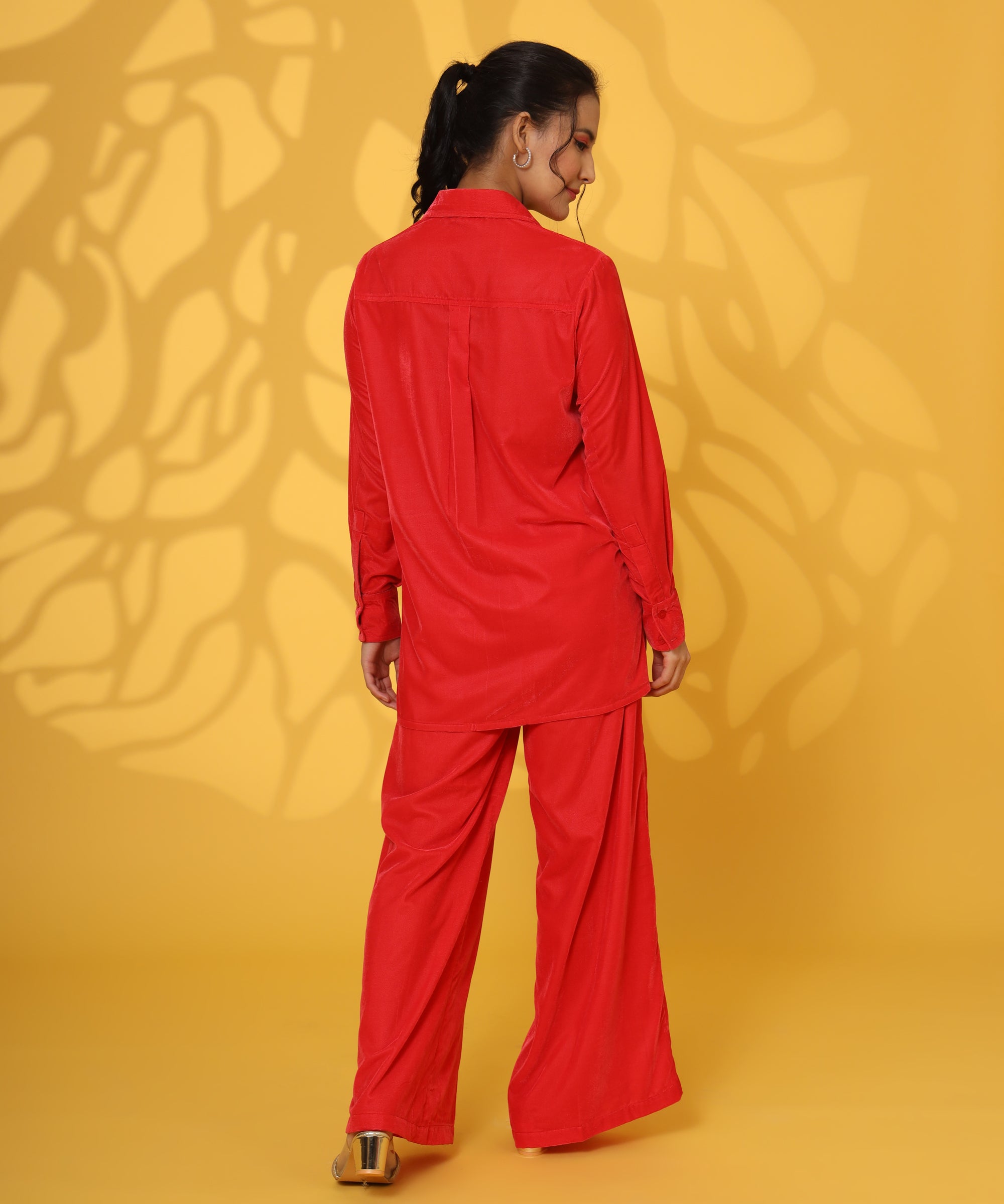 RED VELVET FULL SLEEVE COORD SET FOR WOMEN