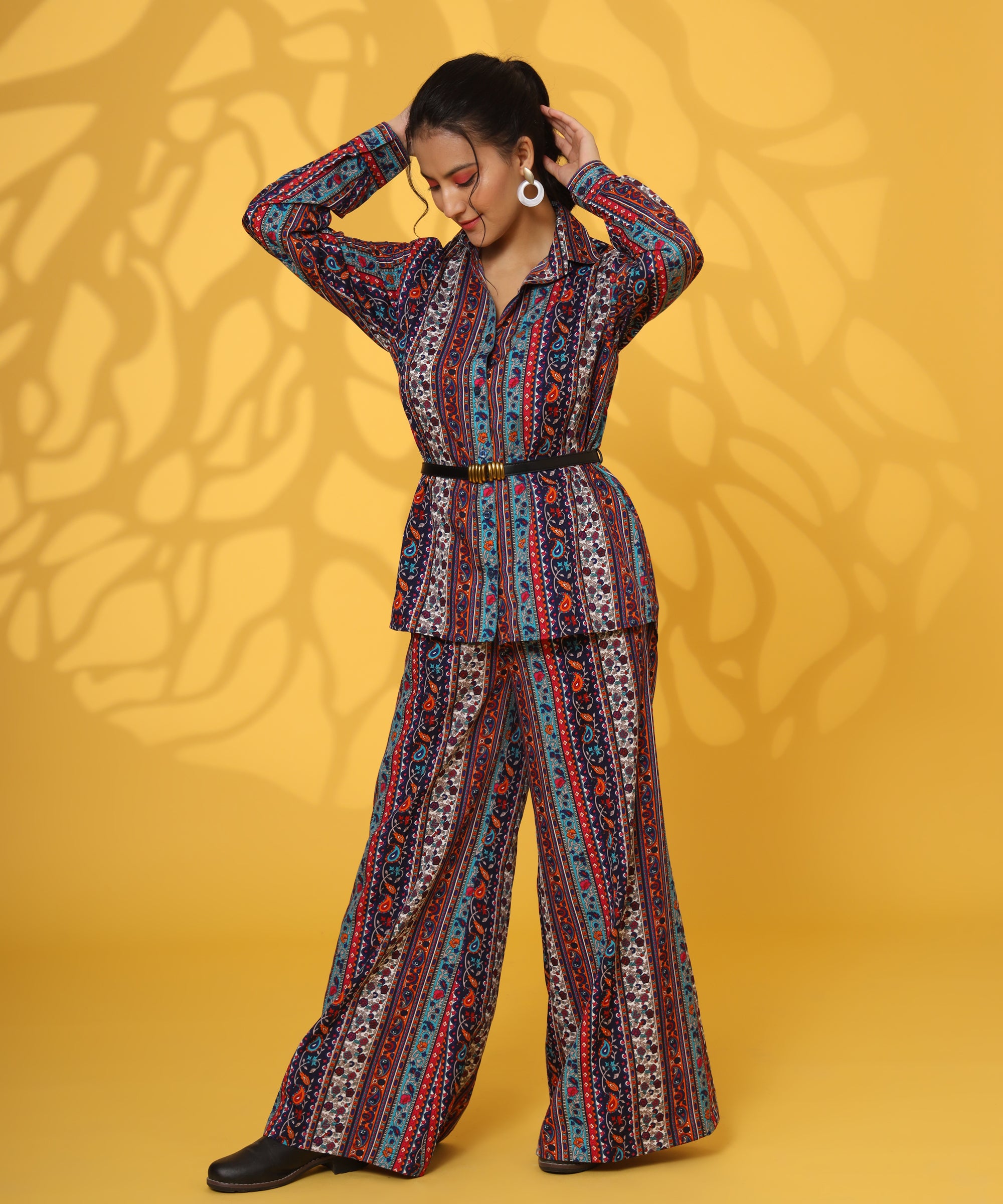 MULTICOLOURED PRINTED FULL SLEEVE COORD-SET FOR WOMEN