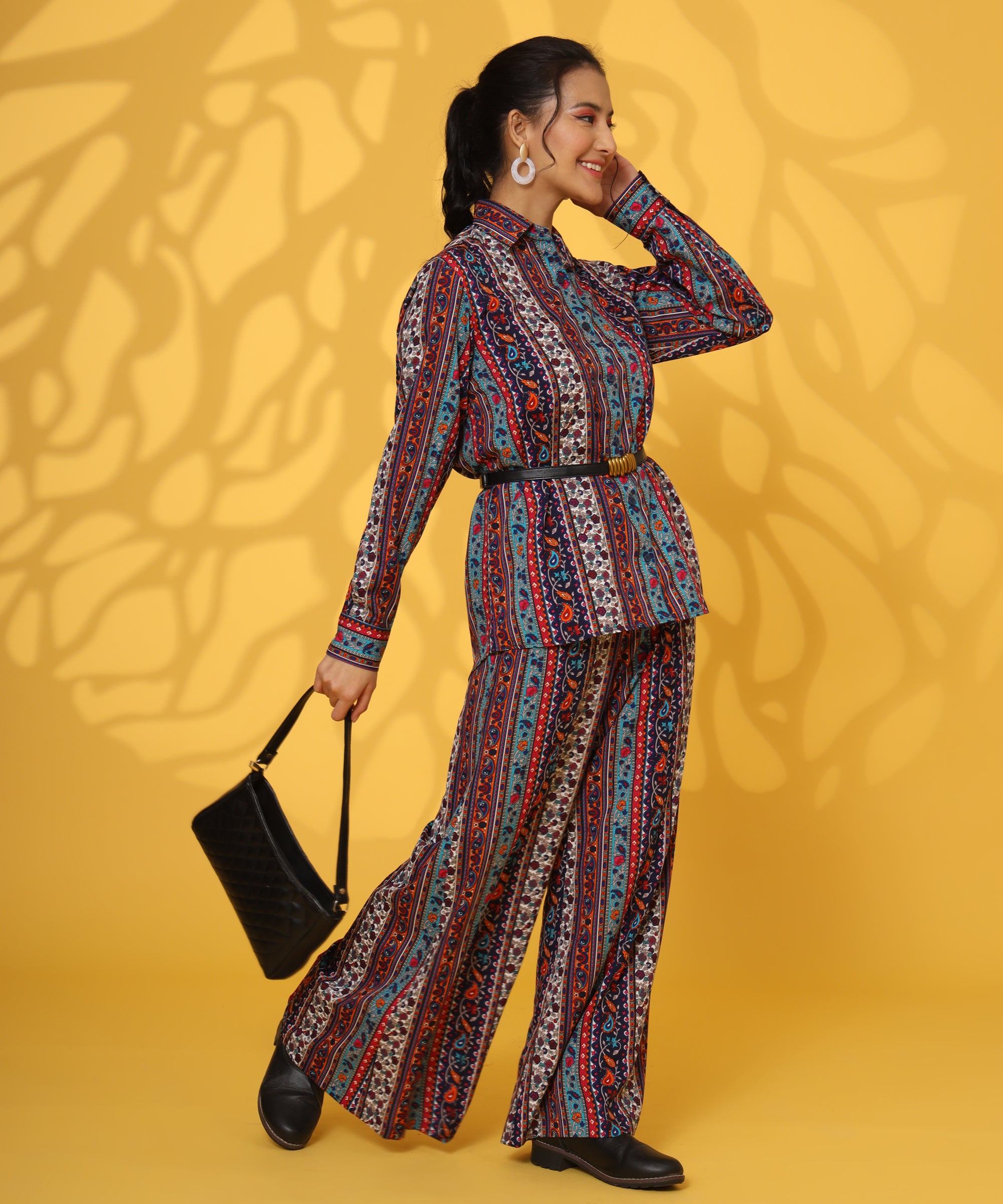 MULTICOLOURED PRINTED FULL SLEEVE COORD-SET FOR WOMEN