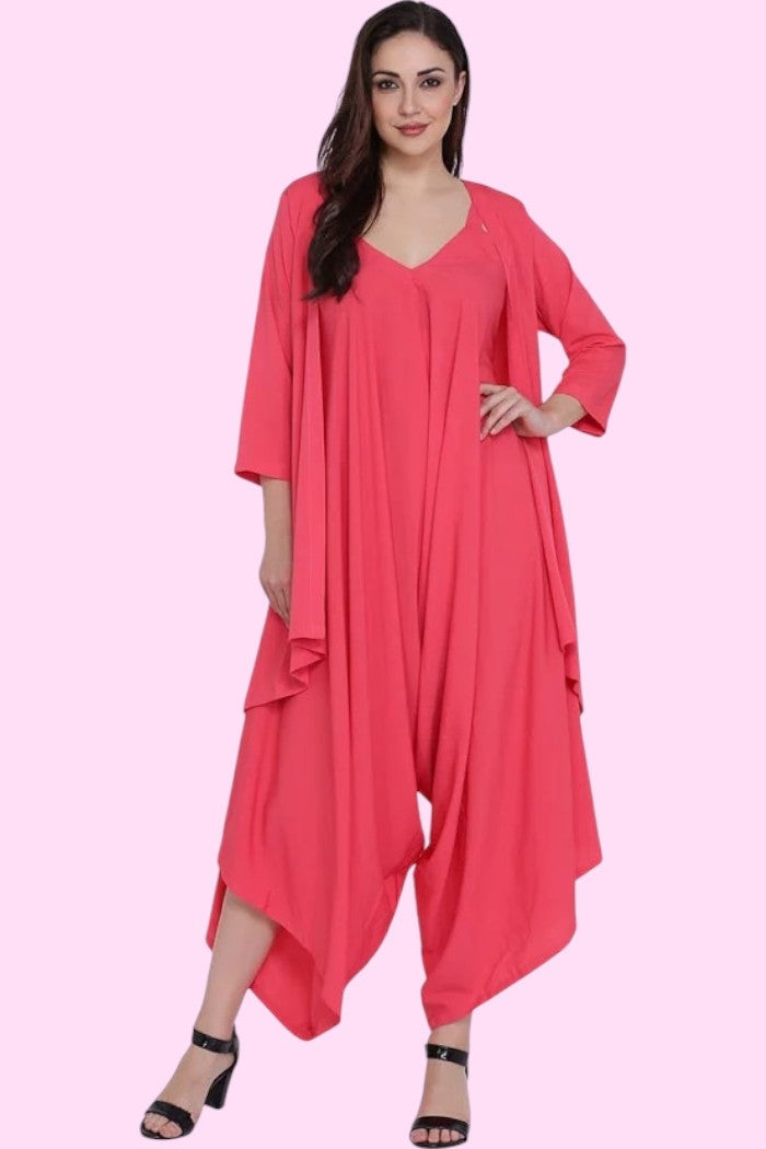 PREMIUM PINK FLARED JUMPSUIT FOR WOMEN