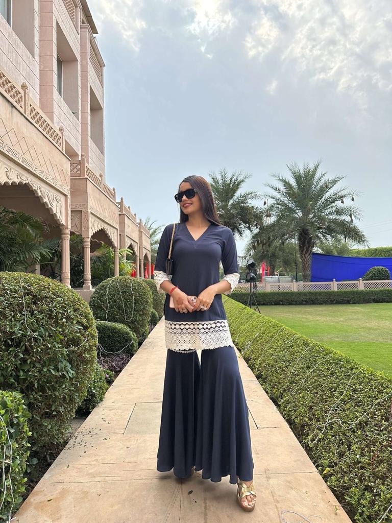 NAVY BLUE SHARARA SET FOR WOMEN