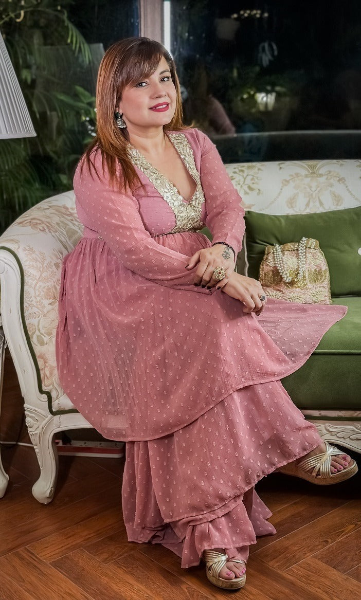 Royal Beauty Mauve Sharara Set