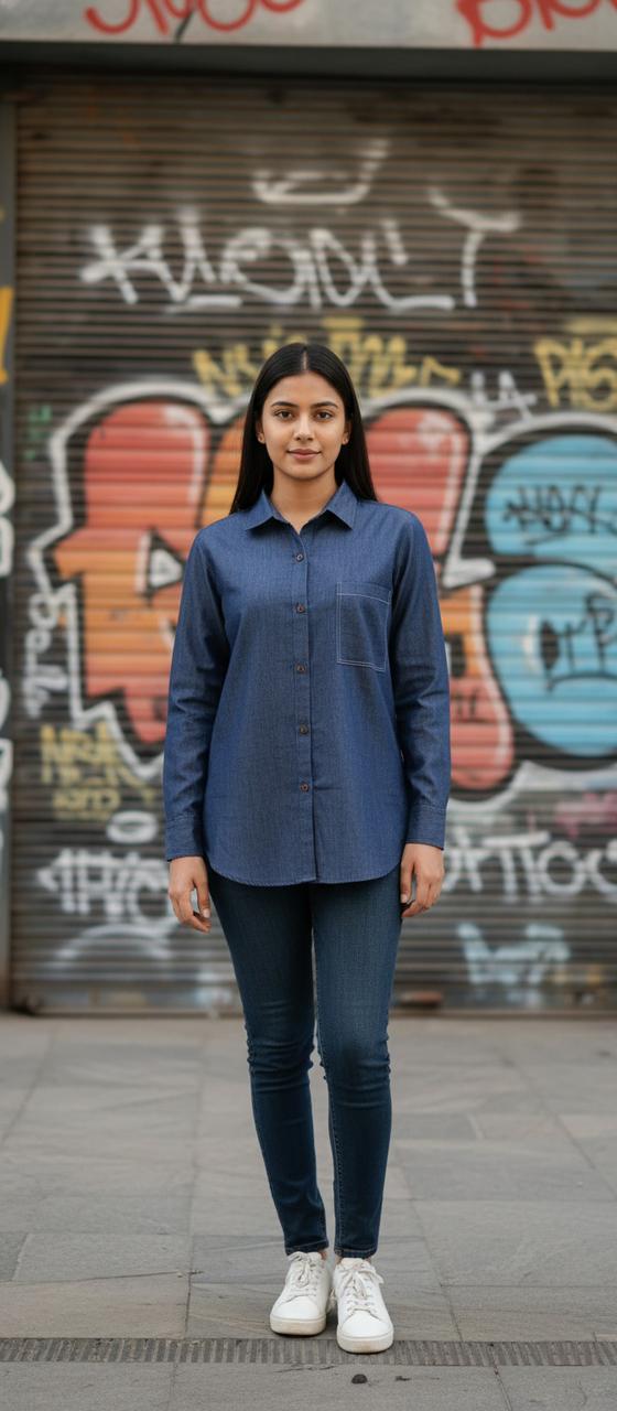 BLUE DENIM DIVA SHIRT FOR WOMEN