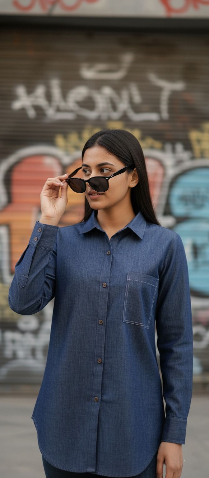 BLUE DENIM DIVA SHIRT FOR WOMEN