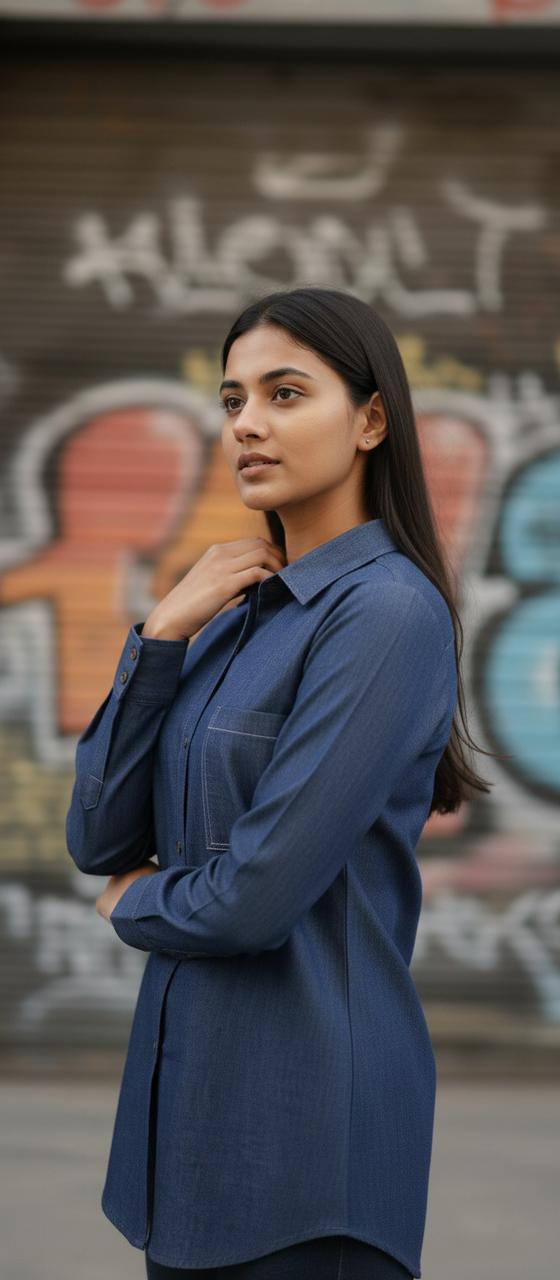 BLUE DENIM DIVA SHIRT FOR WOMEN