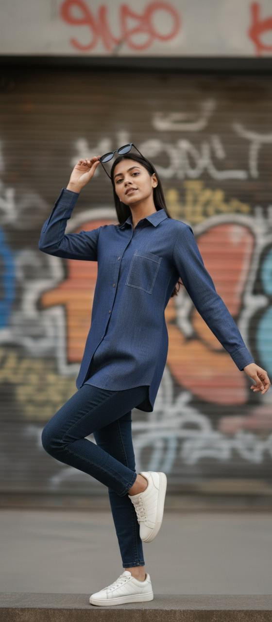 BLUE DENIM DIVA SHIRT FOR WOMEN