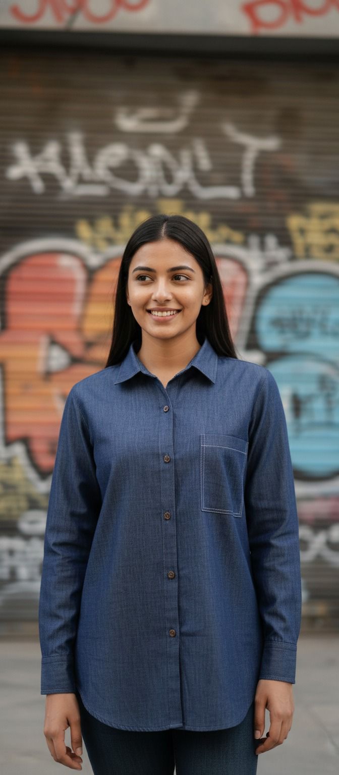 BLUE DENIM DIVA SHIRT FOR WOMEN