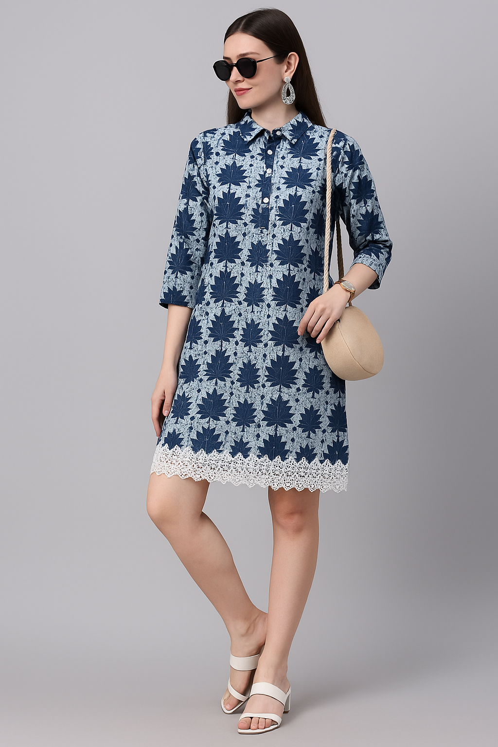 Vivian Pure Cotton Printed Long Kurta for Women