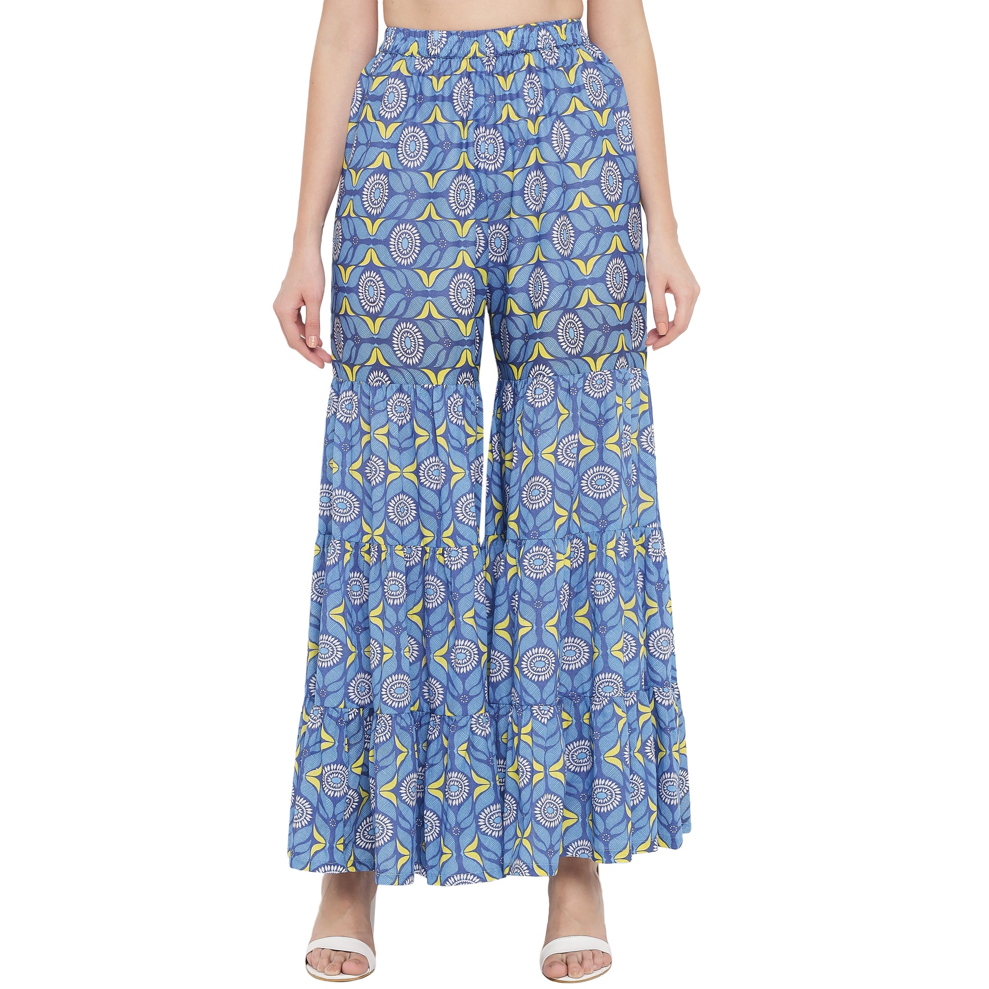 BLUE PRINTED SHARARA FOR WOMEN