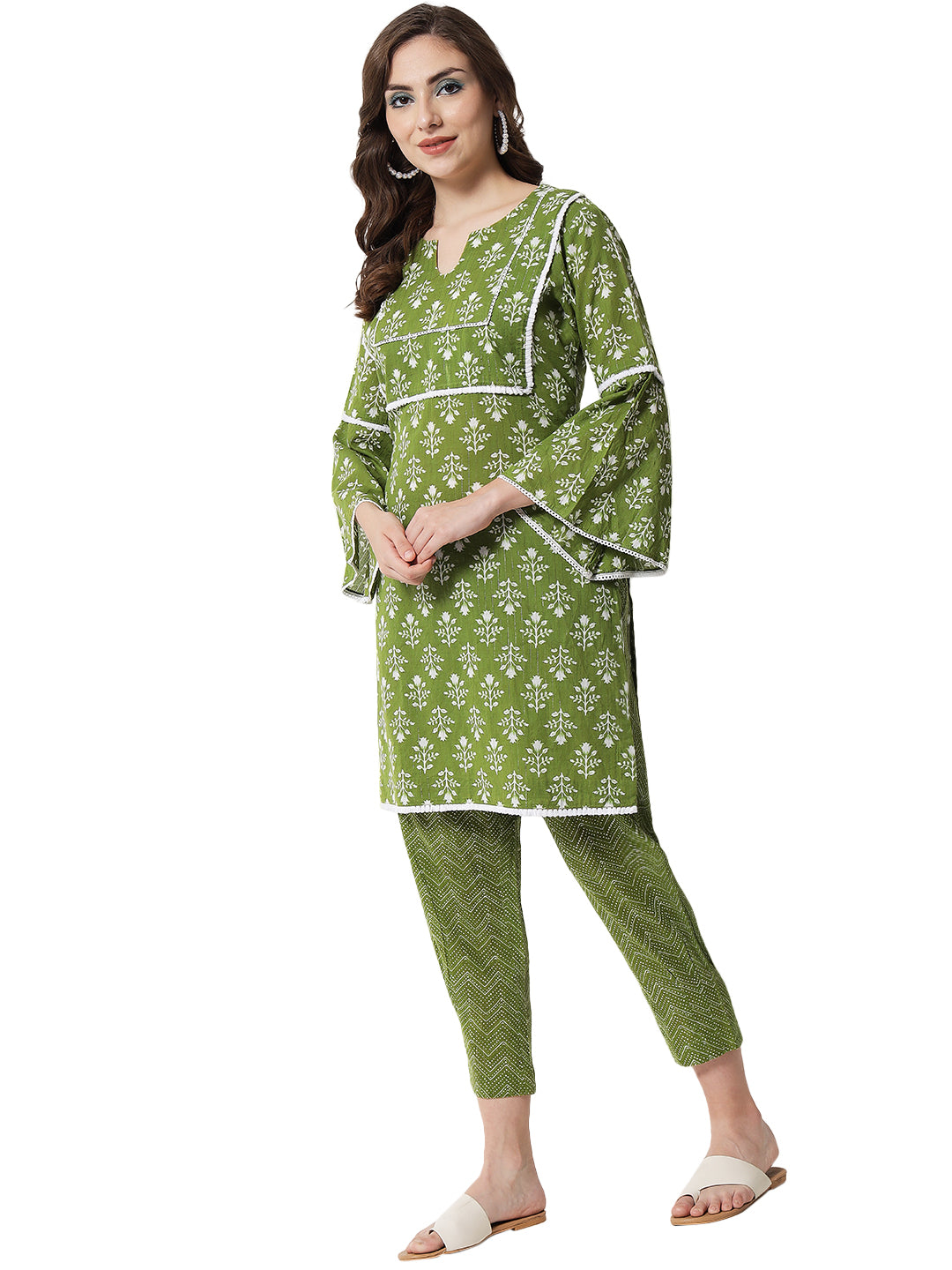 FLORAL PRINTED GREEN CO-ORD SET FOR WOMEN