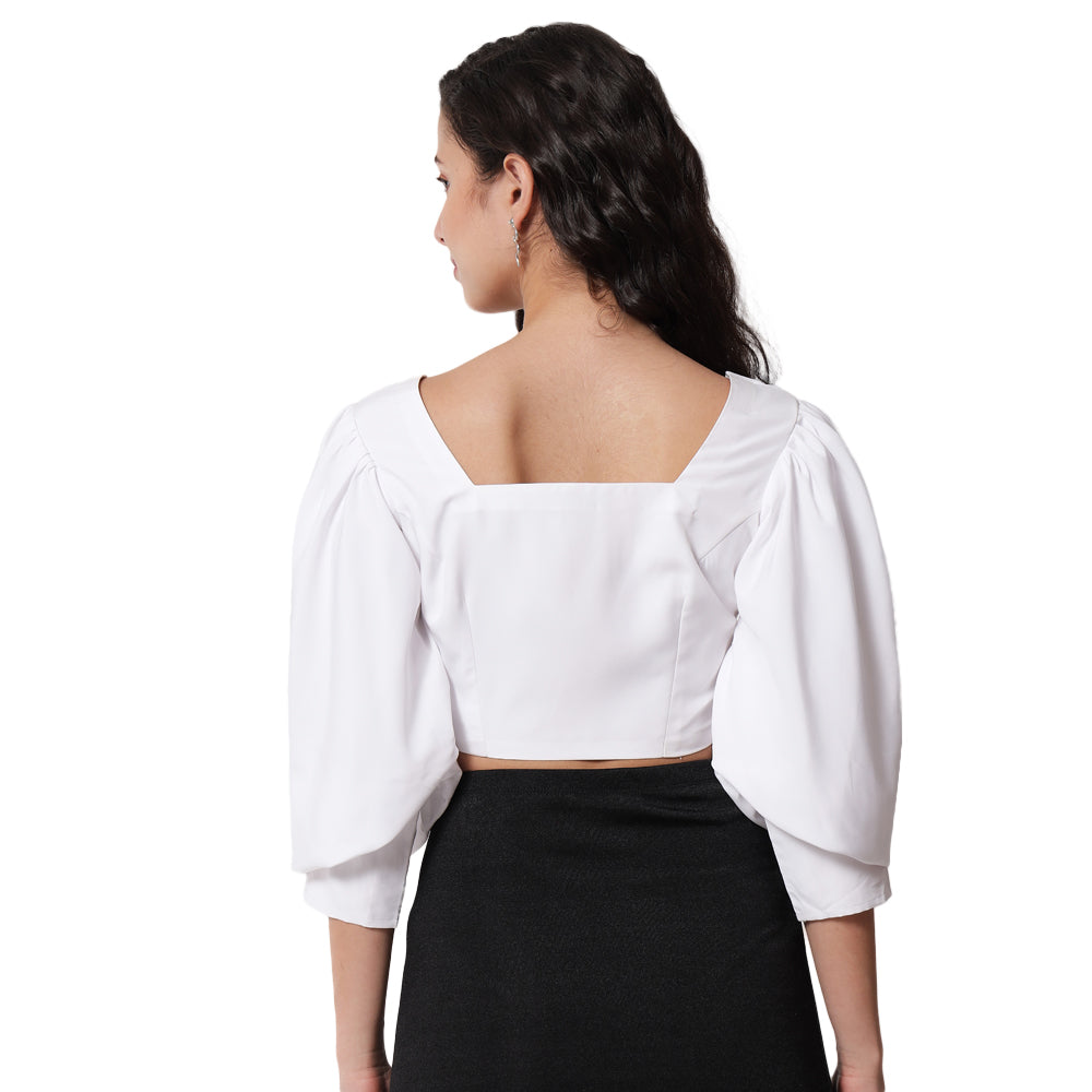 Modern White Front-Knot Top for Women