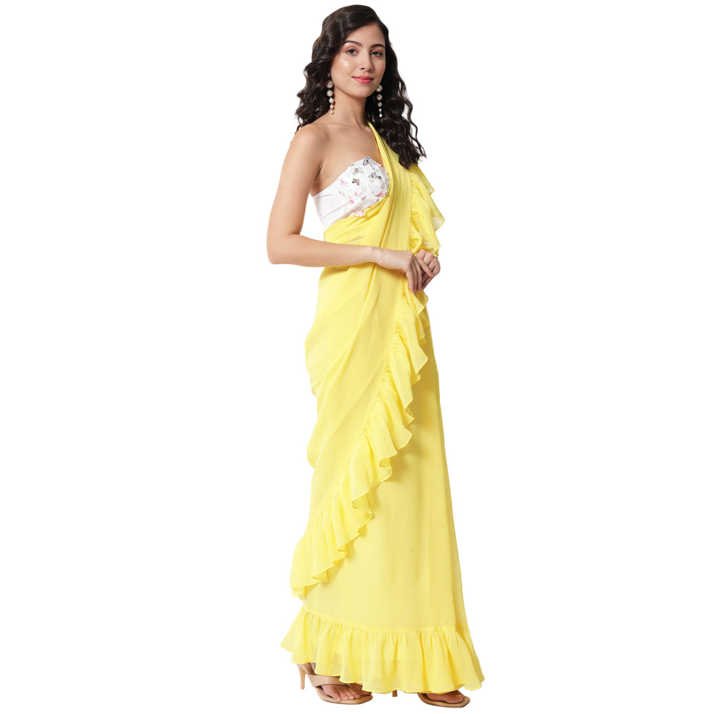 DESIGNER YELLOW SAREE FOR WOMEN