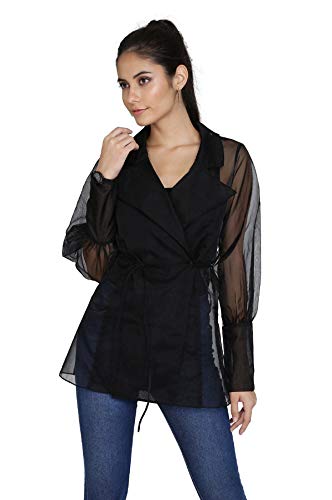 BLACK ORGANZA SHRUG DRESS FOR WOMEN