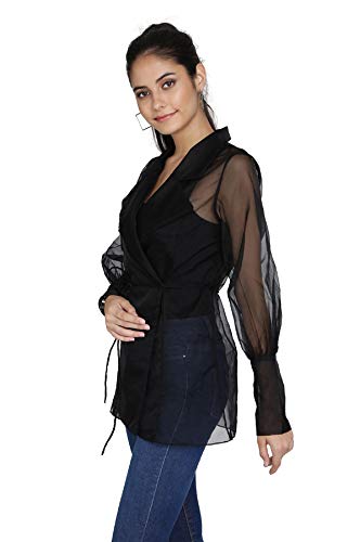 BLACK ORGANZA SHRUG DRESS FOR WOMEN