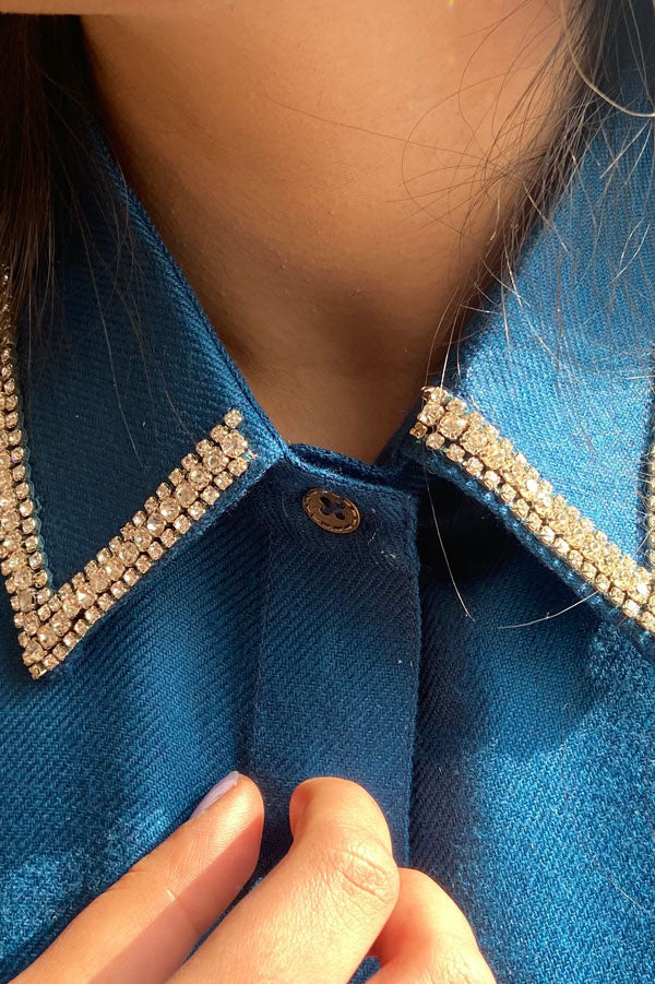 DESIGNER BLUE SHIRT FOR WOMEN