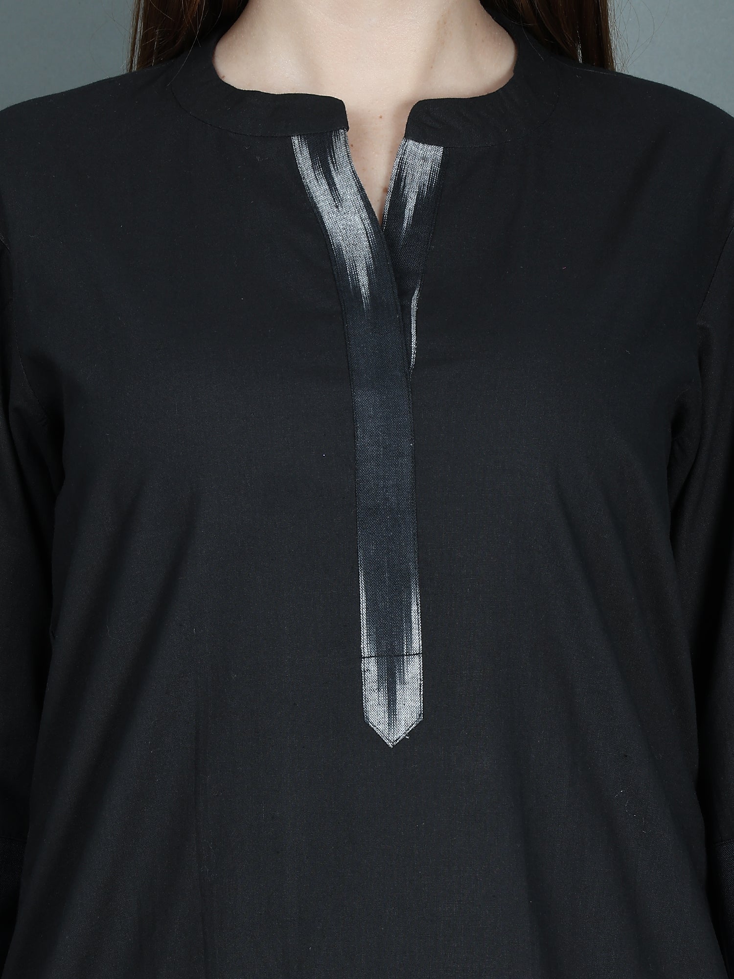 BLACK SUIT WITH IKKAT BORDER FOR WOMEN