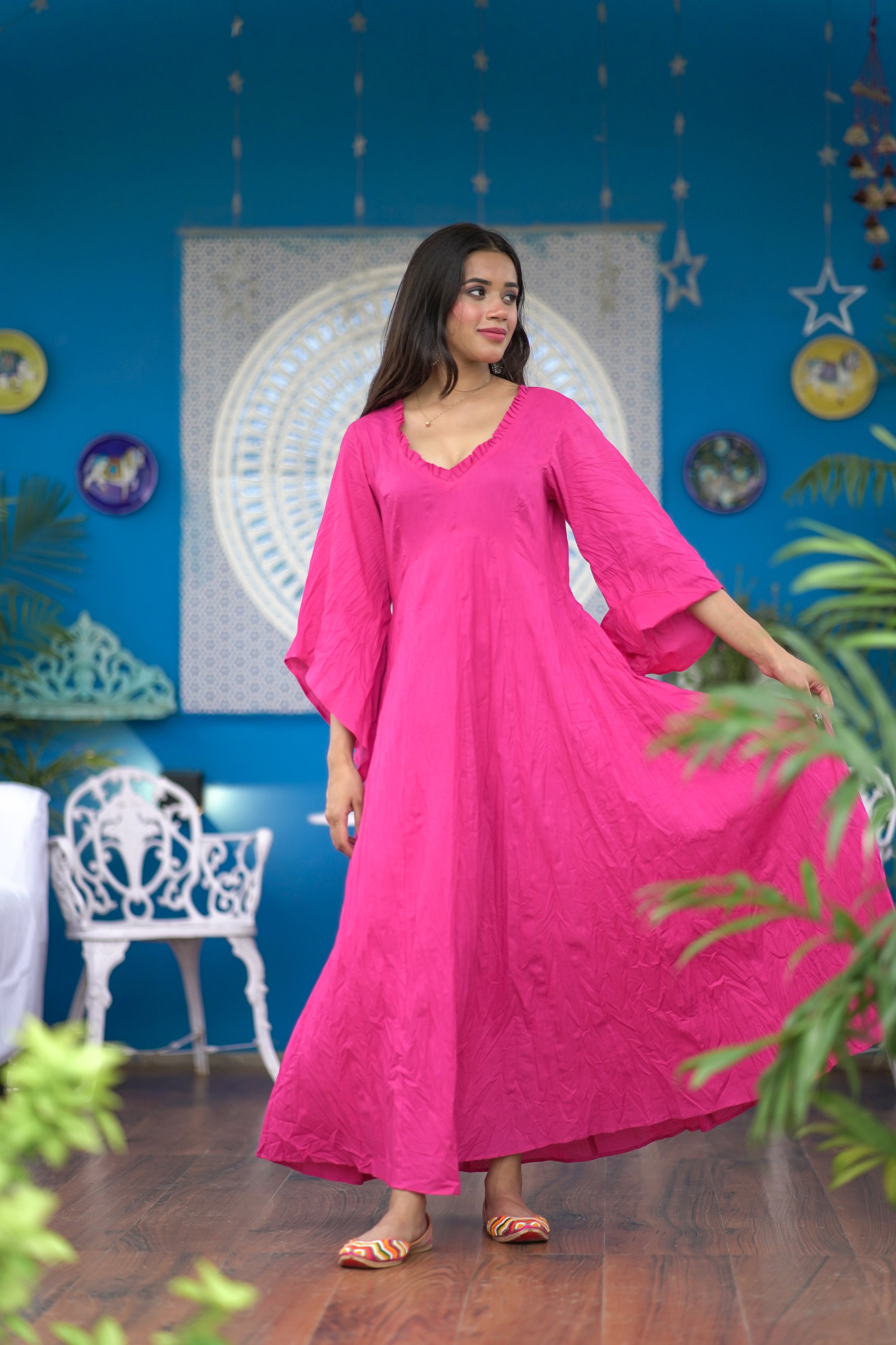 PREMIUM PINK MULMUL DRESS FOR WOMEN