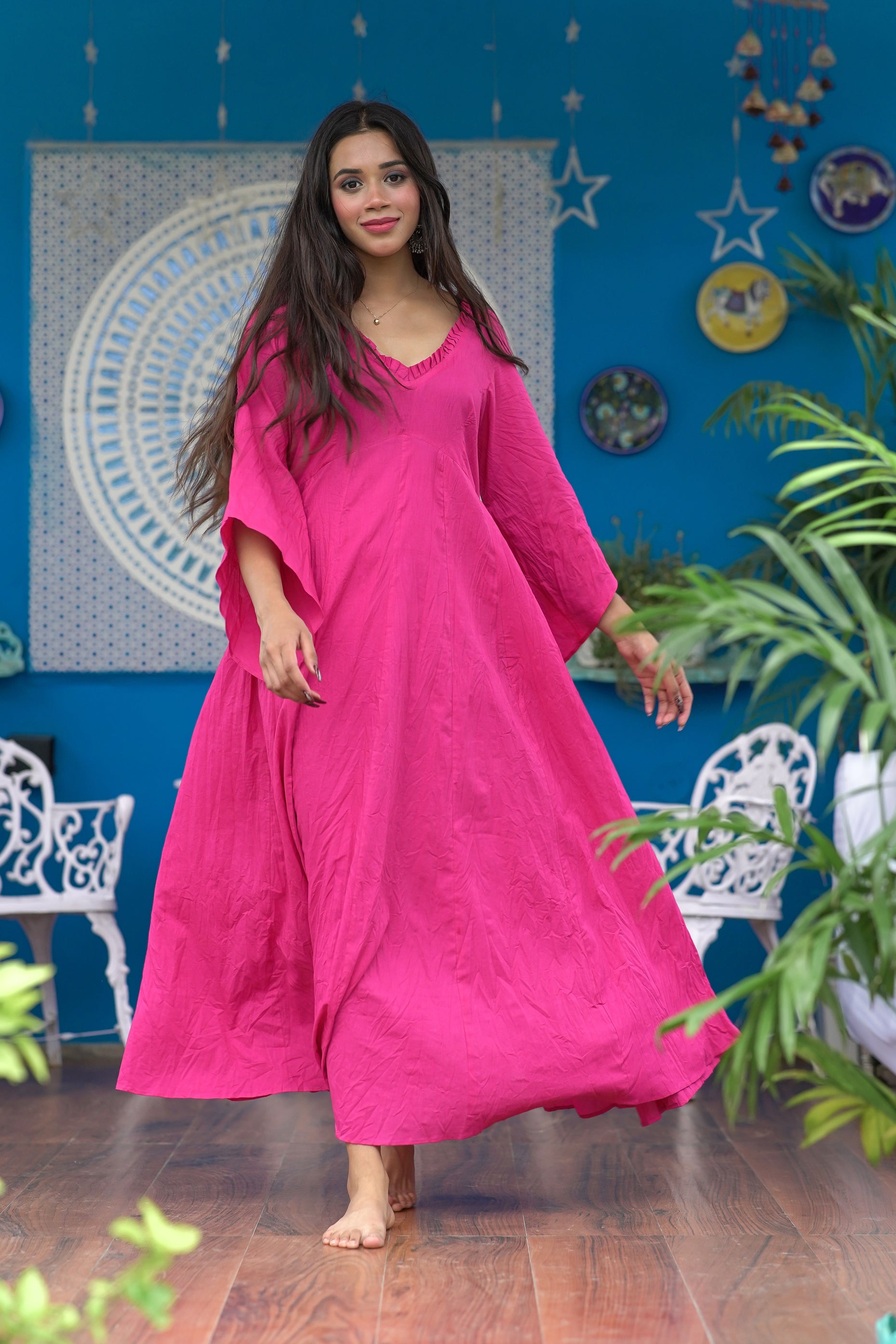 PREMIUM PINK MULMUL DRESS FOR WOMEN