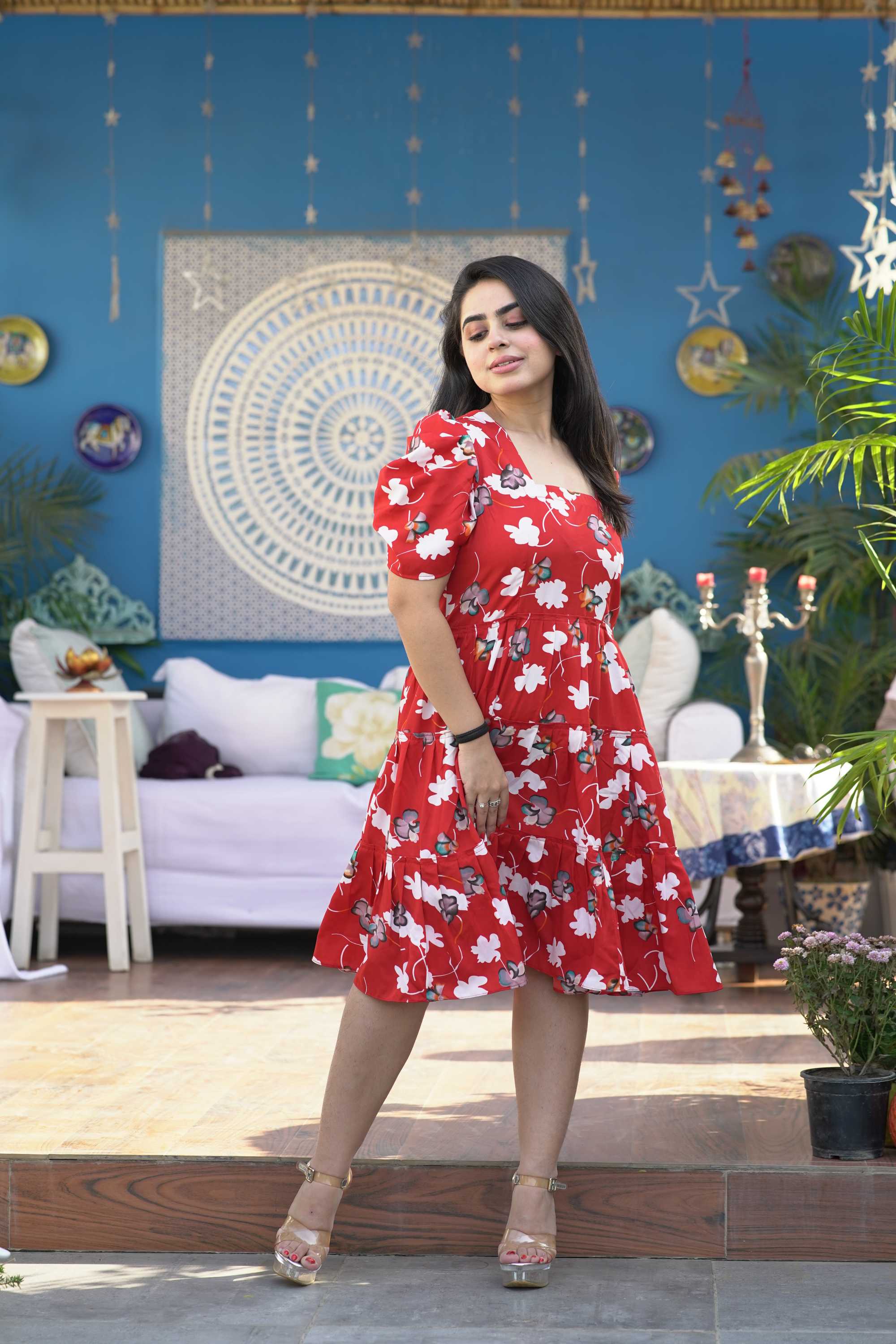 RED ANGEL SKATER DRESS FOR WOMEN