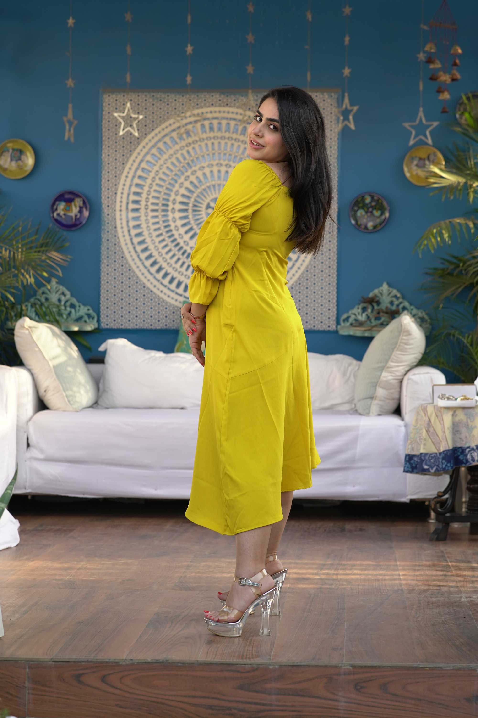 ZOE ASYMMETRICAL SWEETHEART NECK DRESS