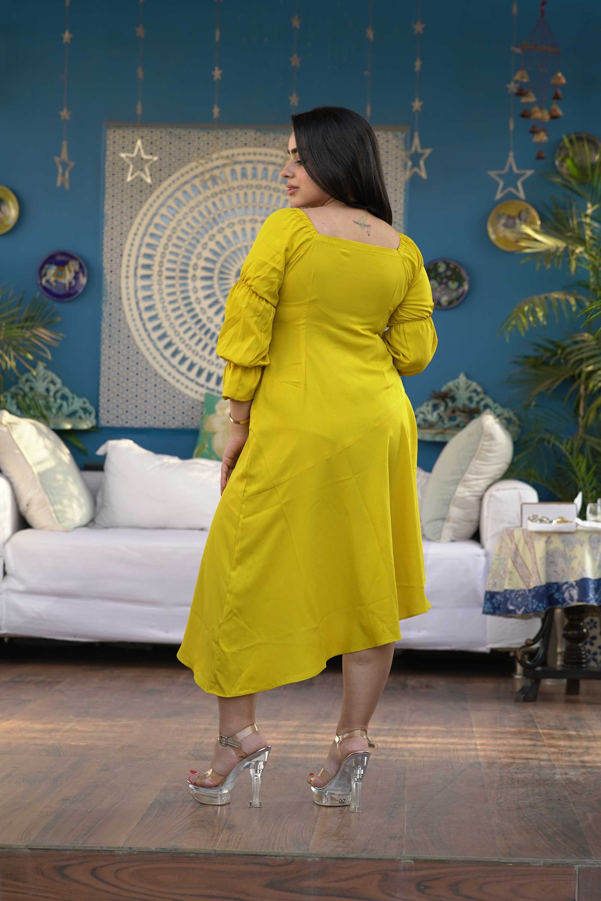ZOE ASYMMETRICAL SWEETHEART NECK DRESS