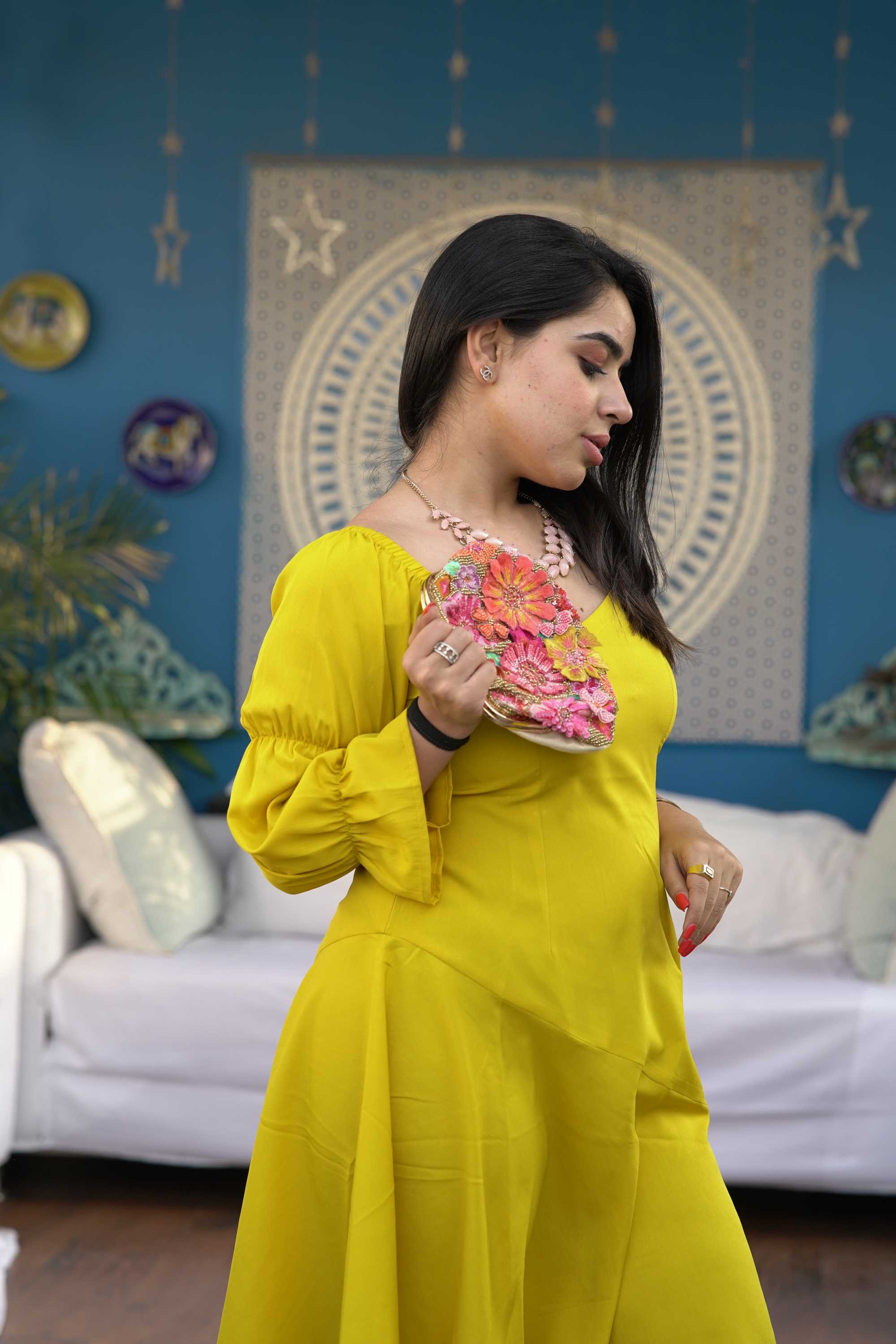 ZOE ASYMMETRICAL SWEETHEART NECK DRESS